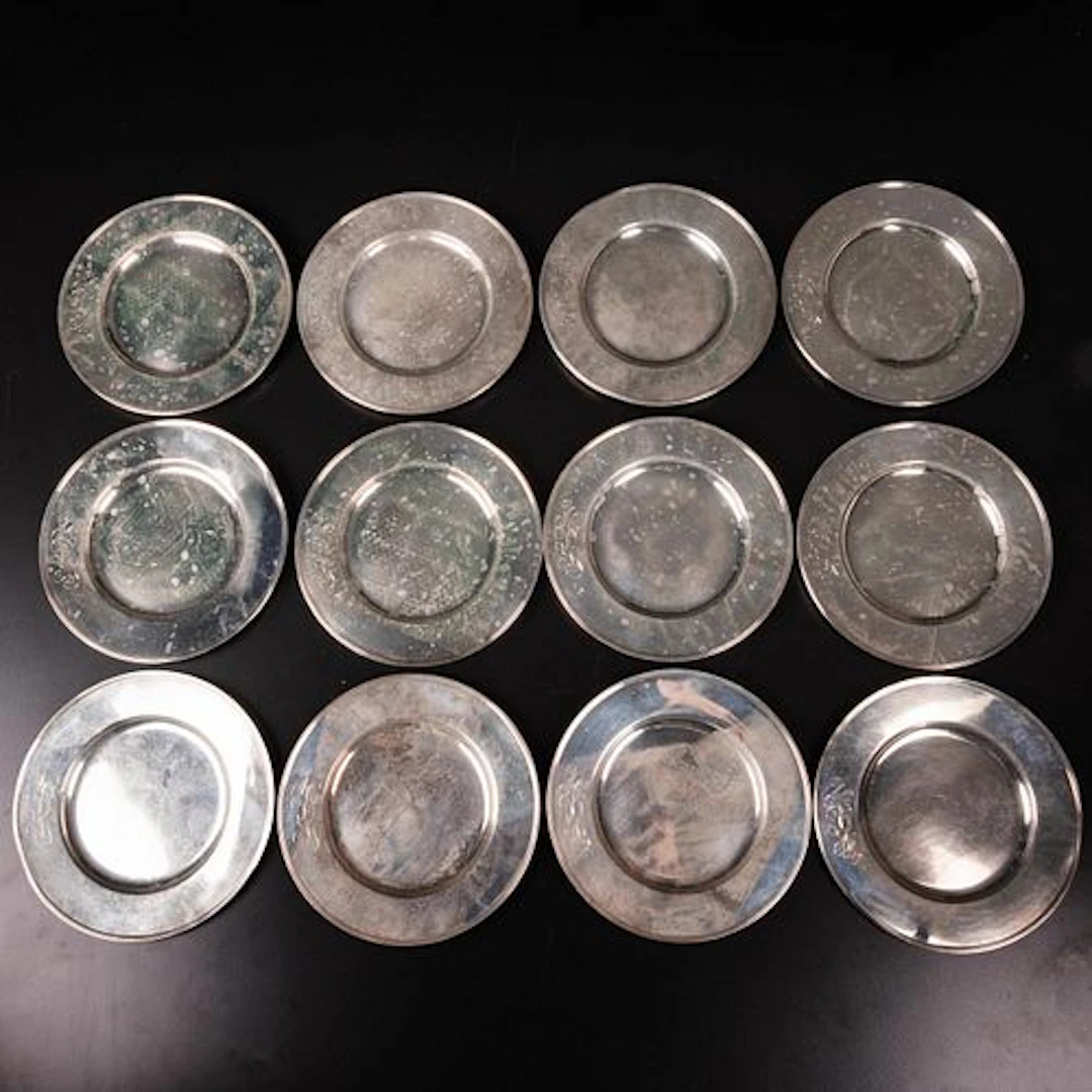 12 Gorham Sterling Silver Plates