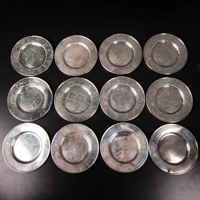 12 Gorham Sterling Silver Plates