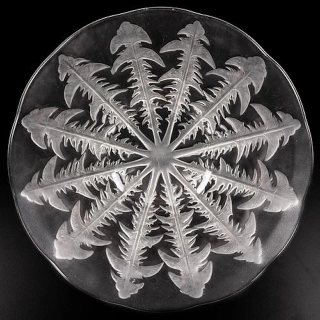 Lalique Pissenlit Dandelion Leaf Platter