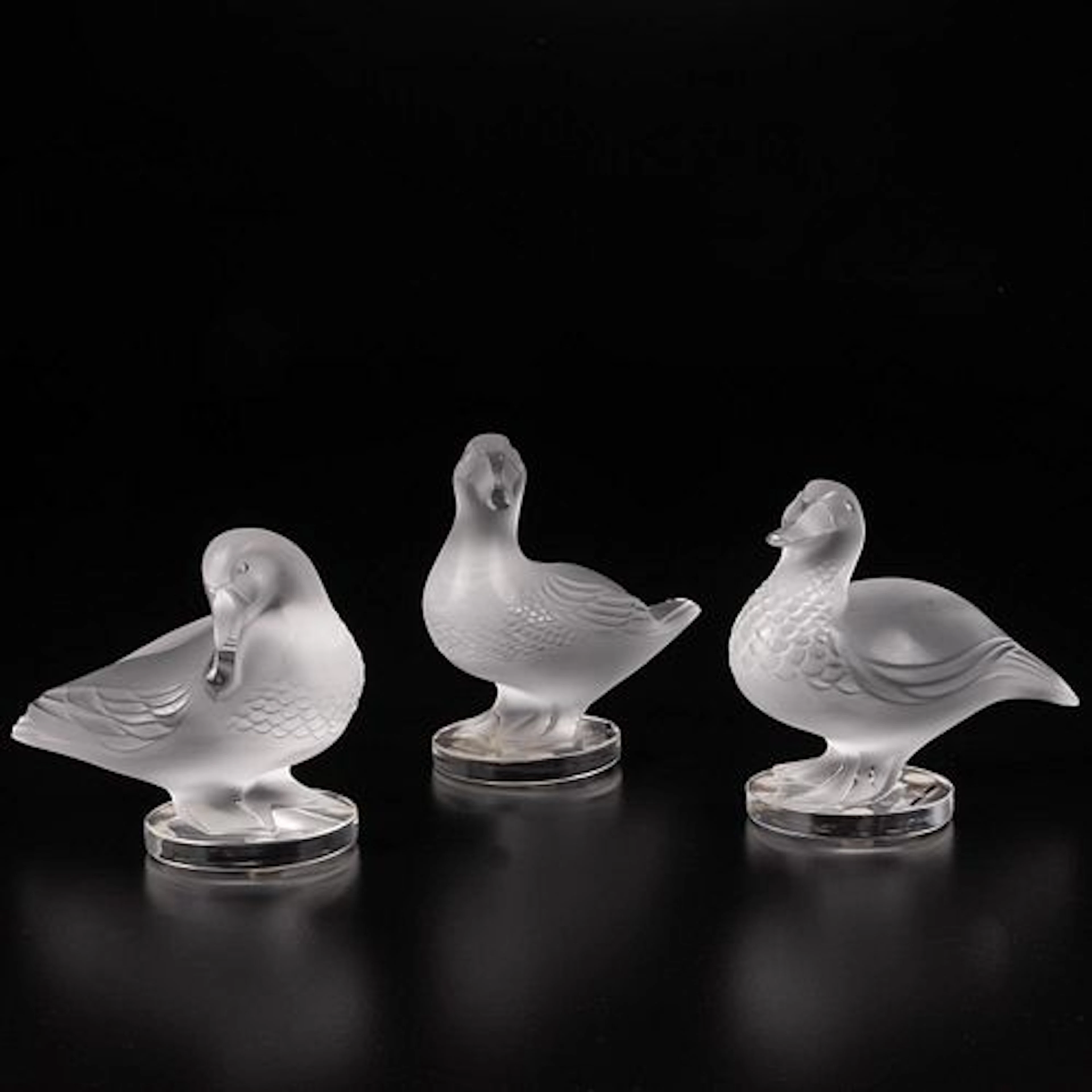 Three Lalique Duck Figurines