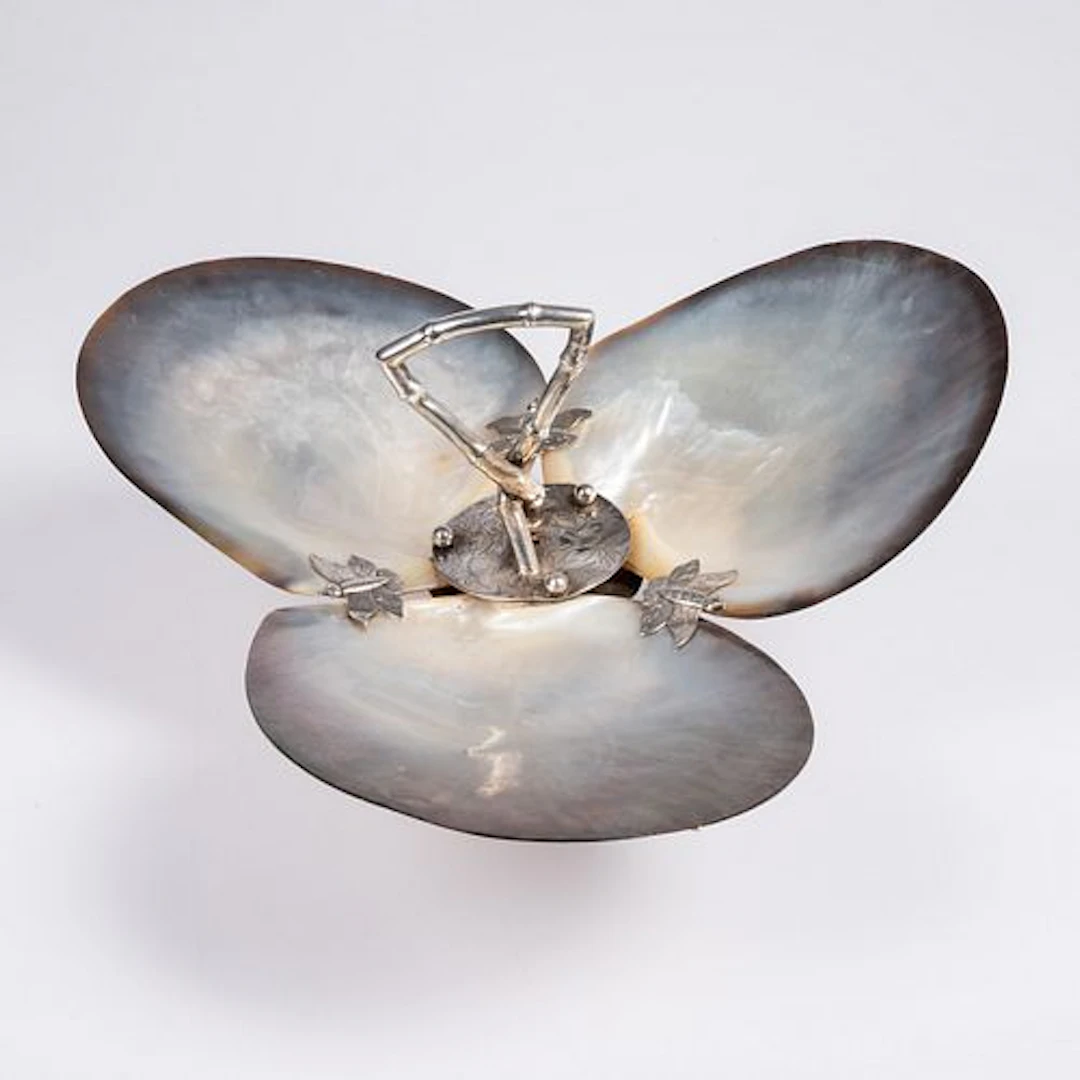 English Sterling Silver and Mother of Pearl Tazza