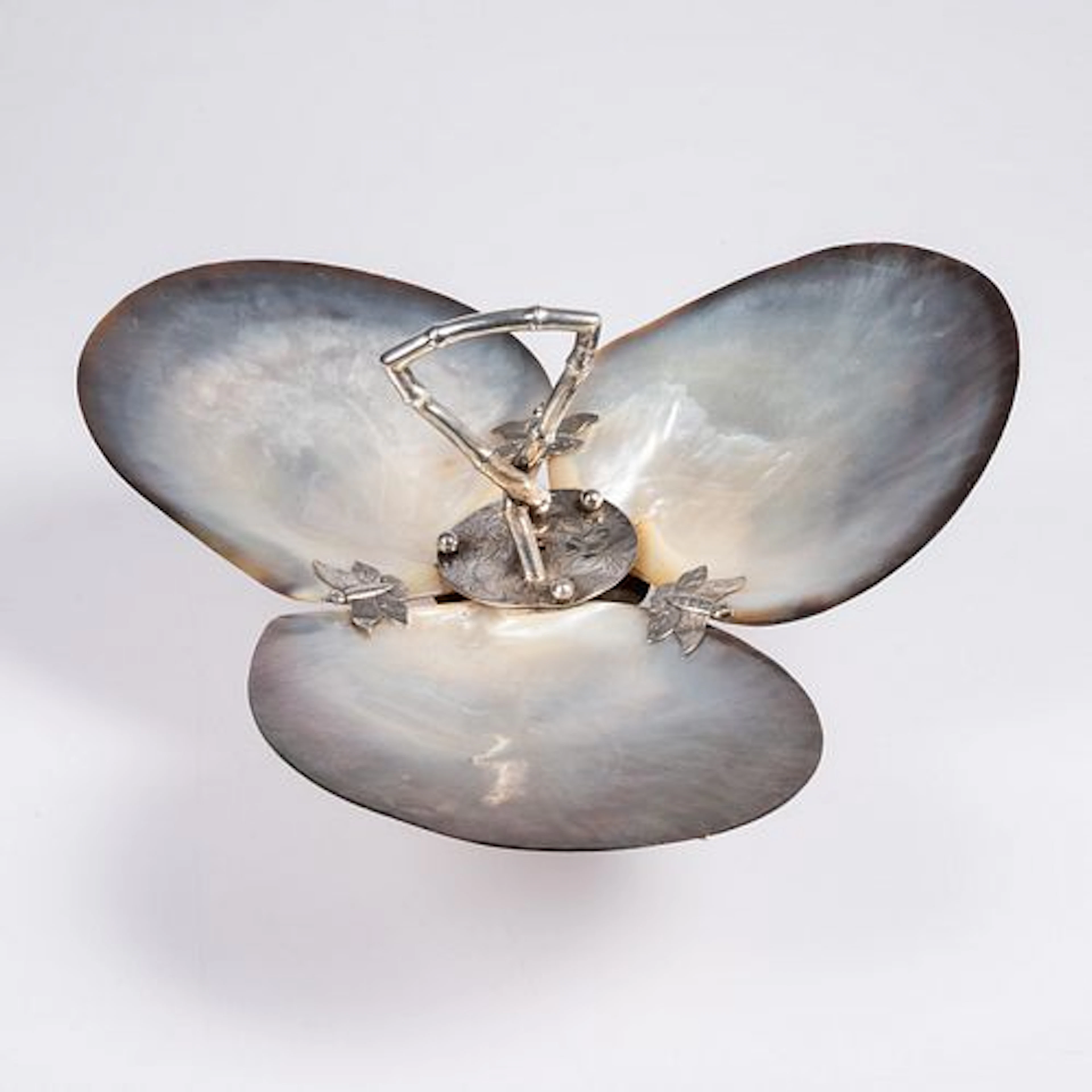 English Sterling Silver and Mother of Pearl Tazza