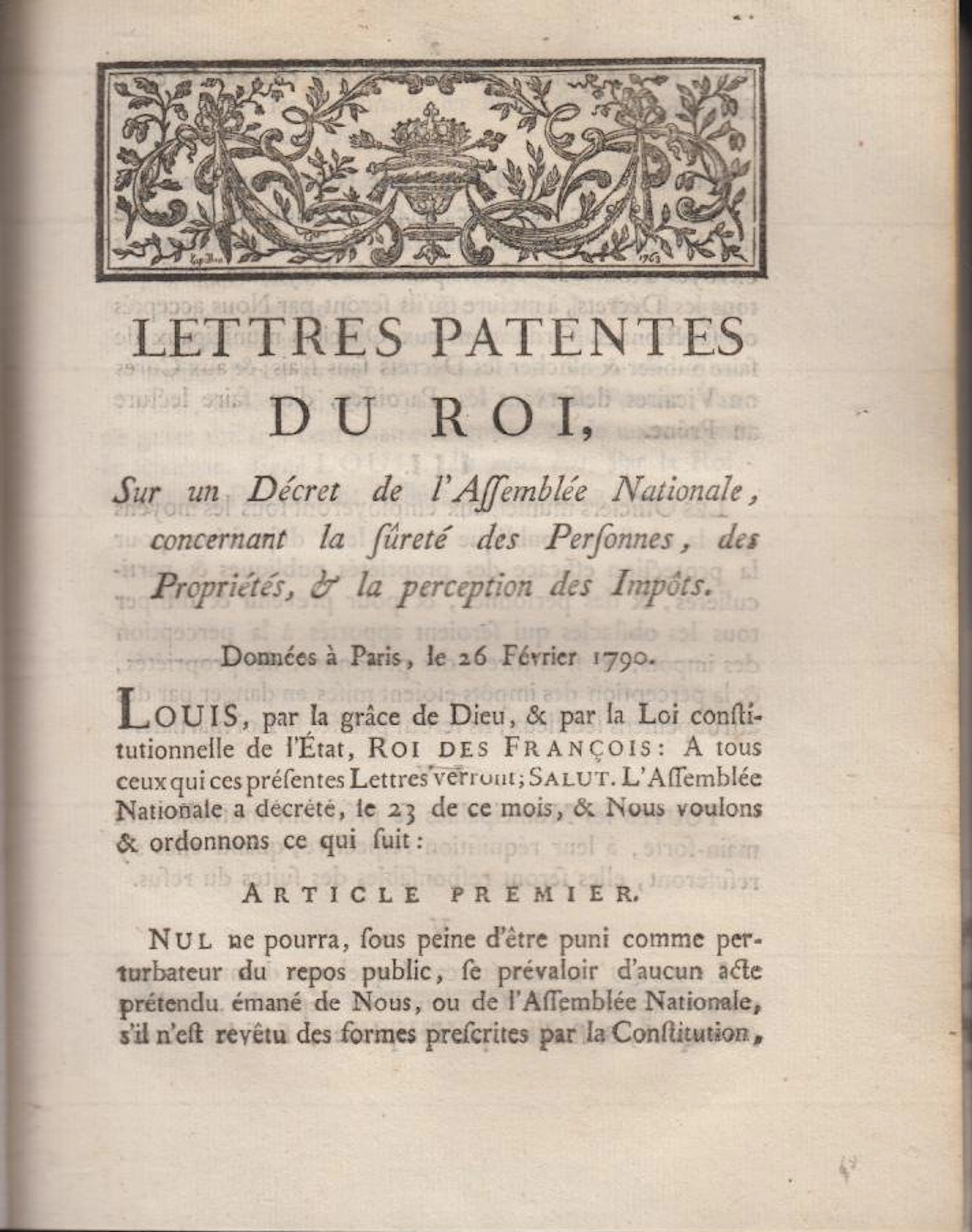 [Signed] [First Edition] Lettres Patentes du Roi