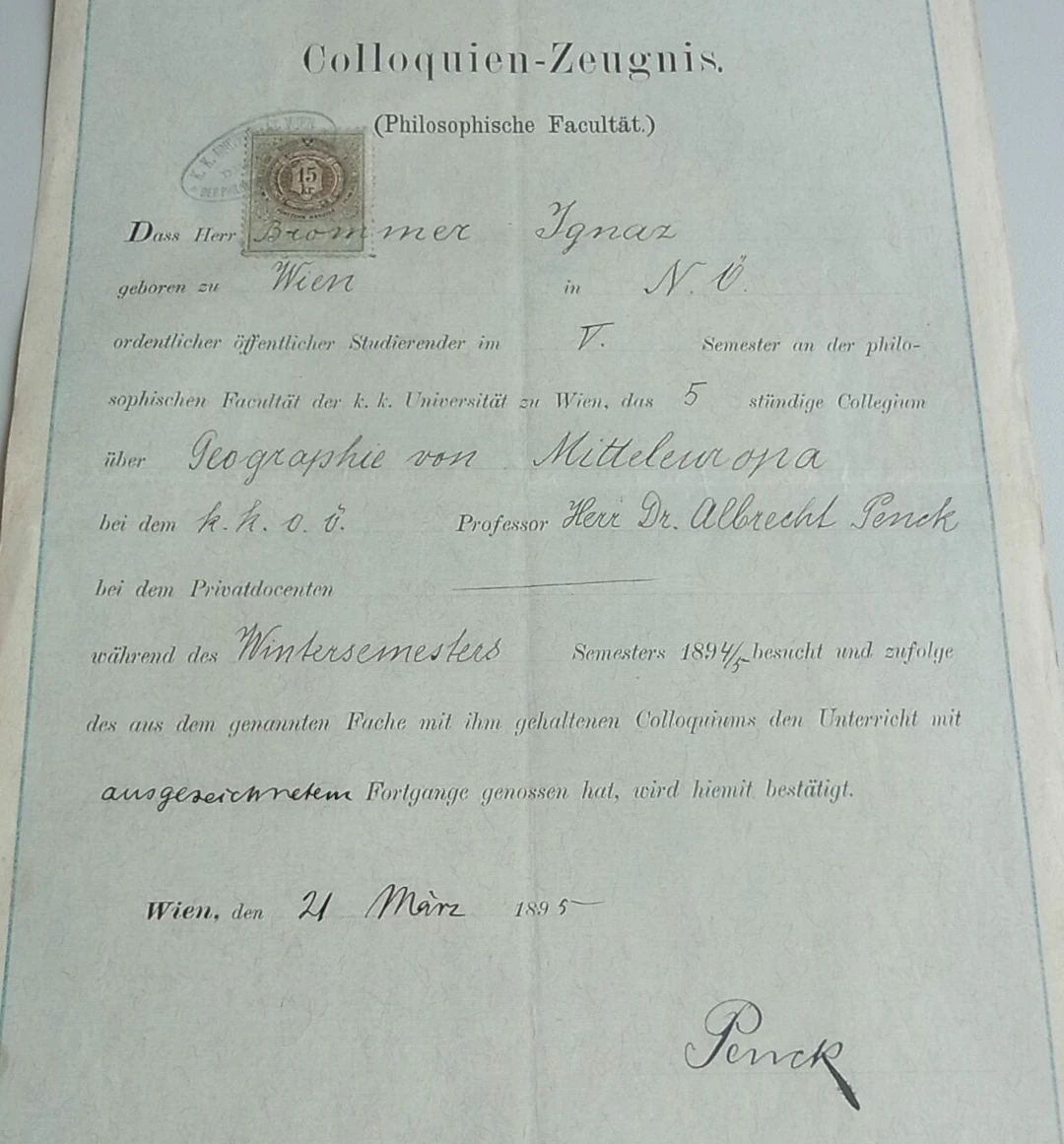 [Signed] [First Edition] Signatur Geograf Albrecht PENCK...
