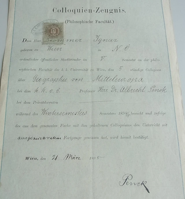 [Signed] [First Edition] Signatur Geograf Albrecht PENCK...