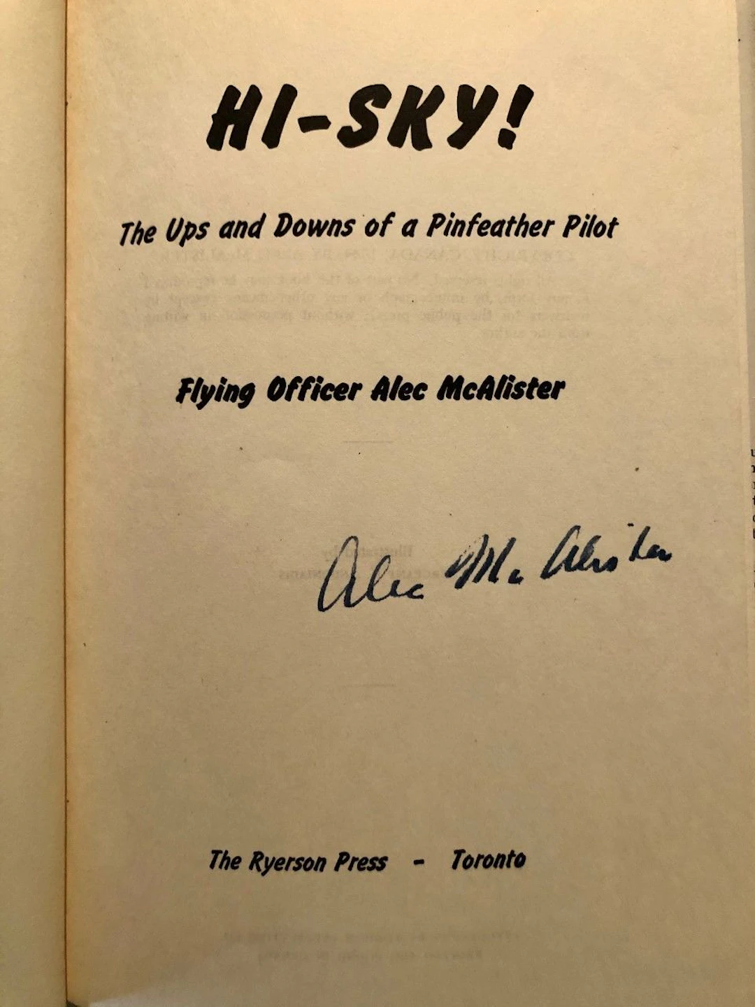 [Signed] [First Edition] Hi-Sky! The Ups and Downs of a...