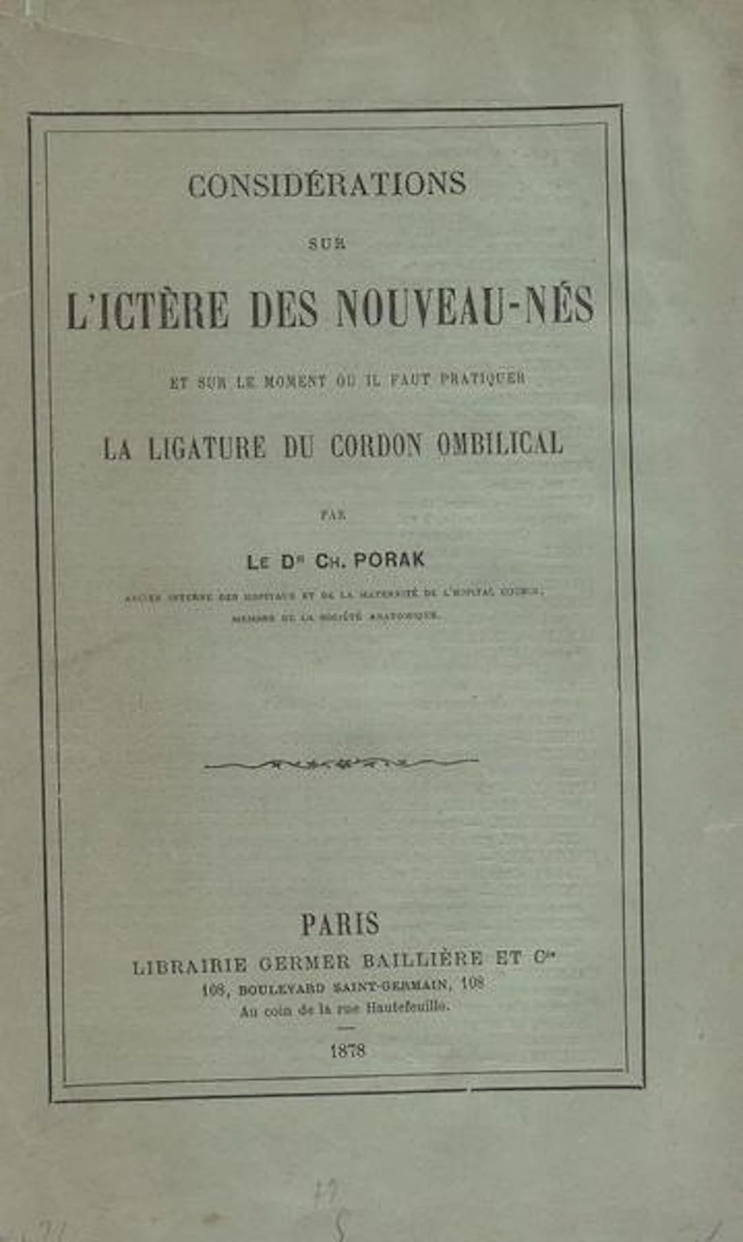 [First Edition] Considérations sur l'ictère des...