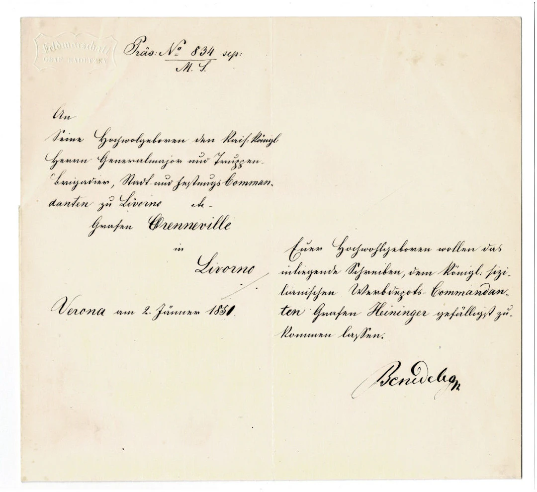 [Signed] HOLOGRAPH LETTER SIGNED by the Austro-Hungarian...