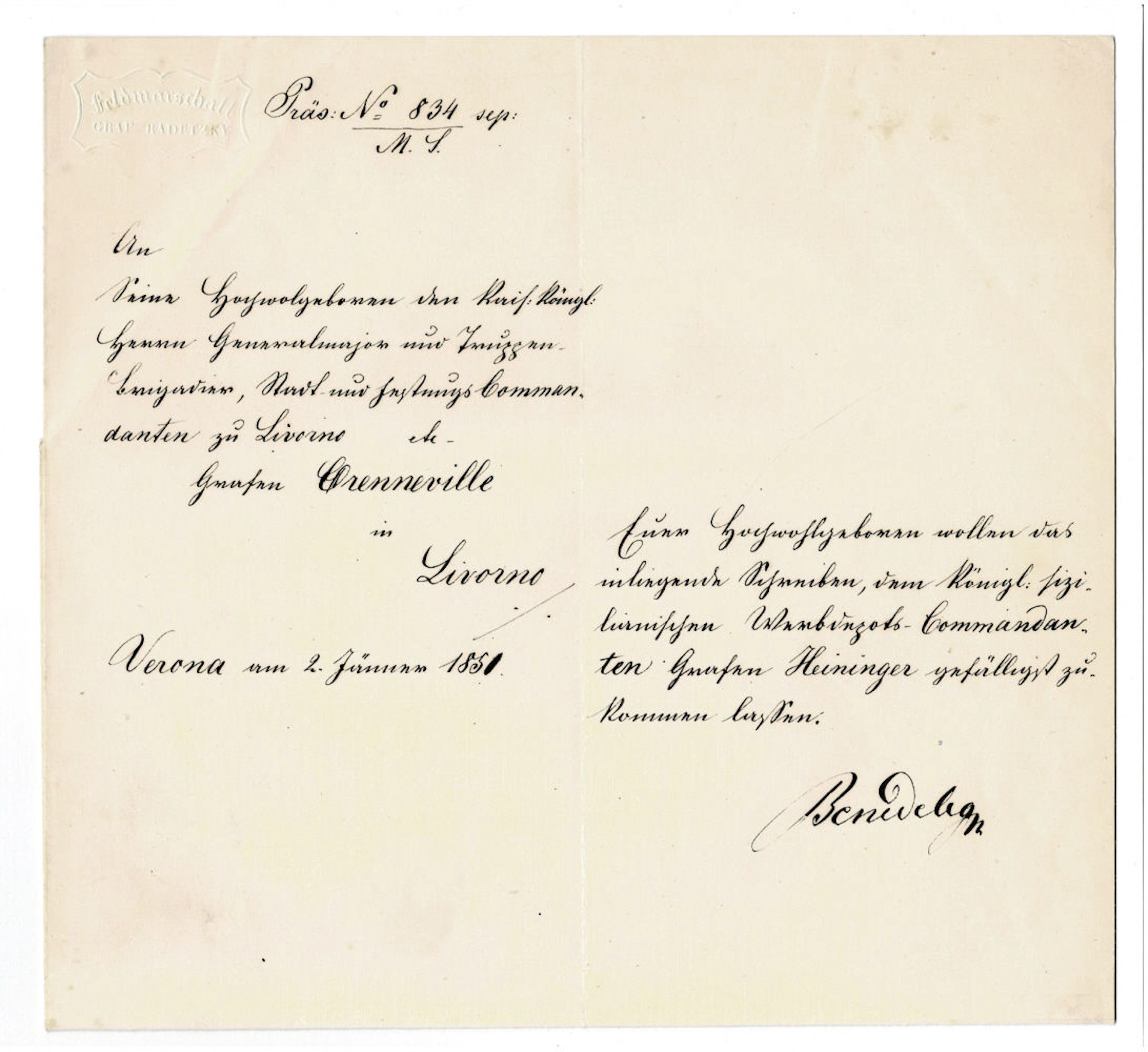 [Signed] HOLOGRAPH LETTER SIGNED by the Austro-Hungarian...
