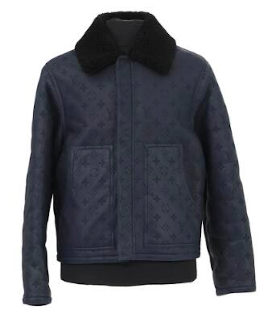 Louis Vuitton: A "Monogram Shearling Blouson" mens jacket of dark