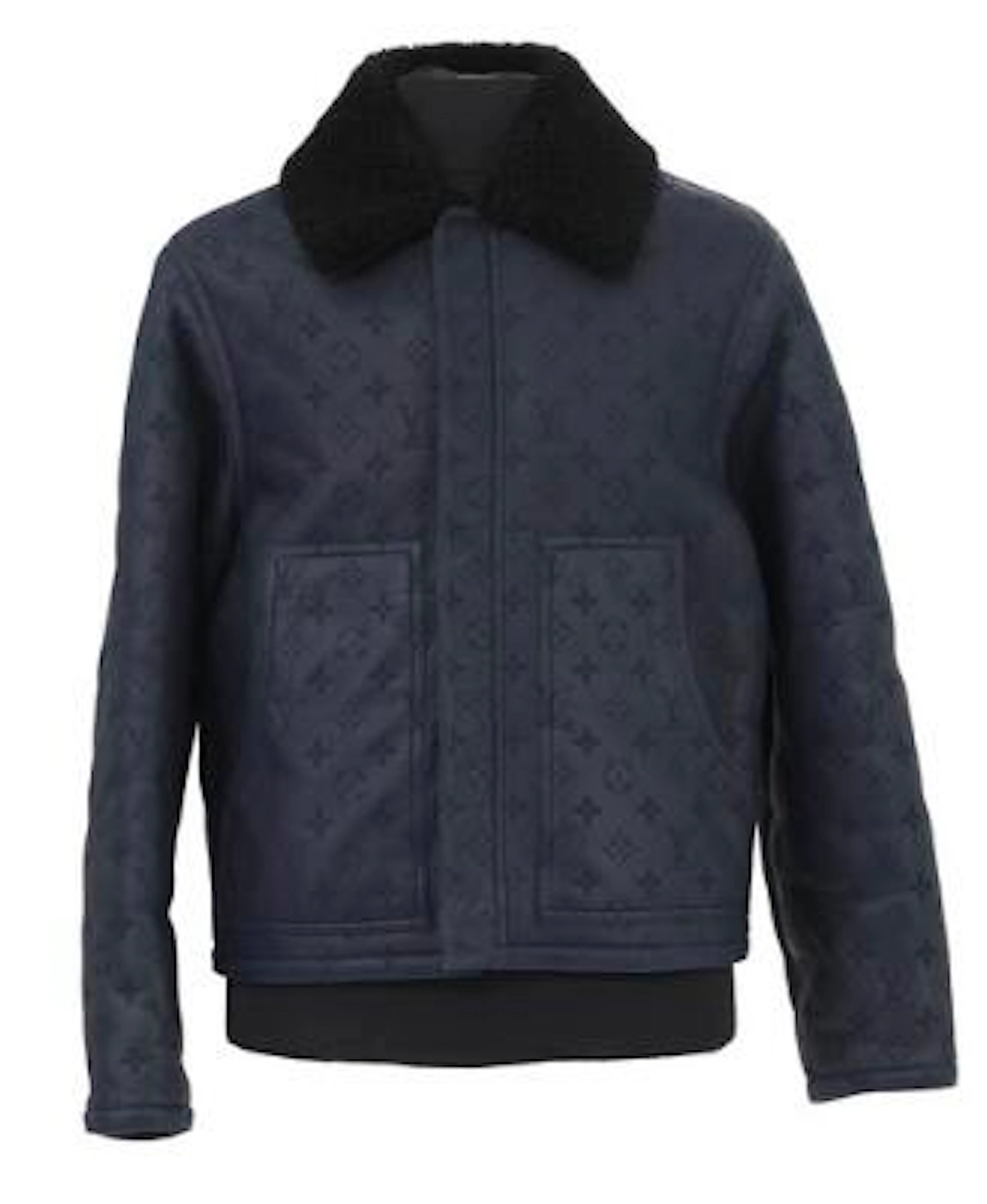 Louis Vuitton: A "Monogram Shearling Blouson" mens jacket of dark