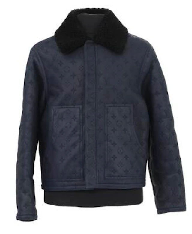 Louis Vuitton: A "Monogram Shearling Blouson" mens jacket of dark