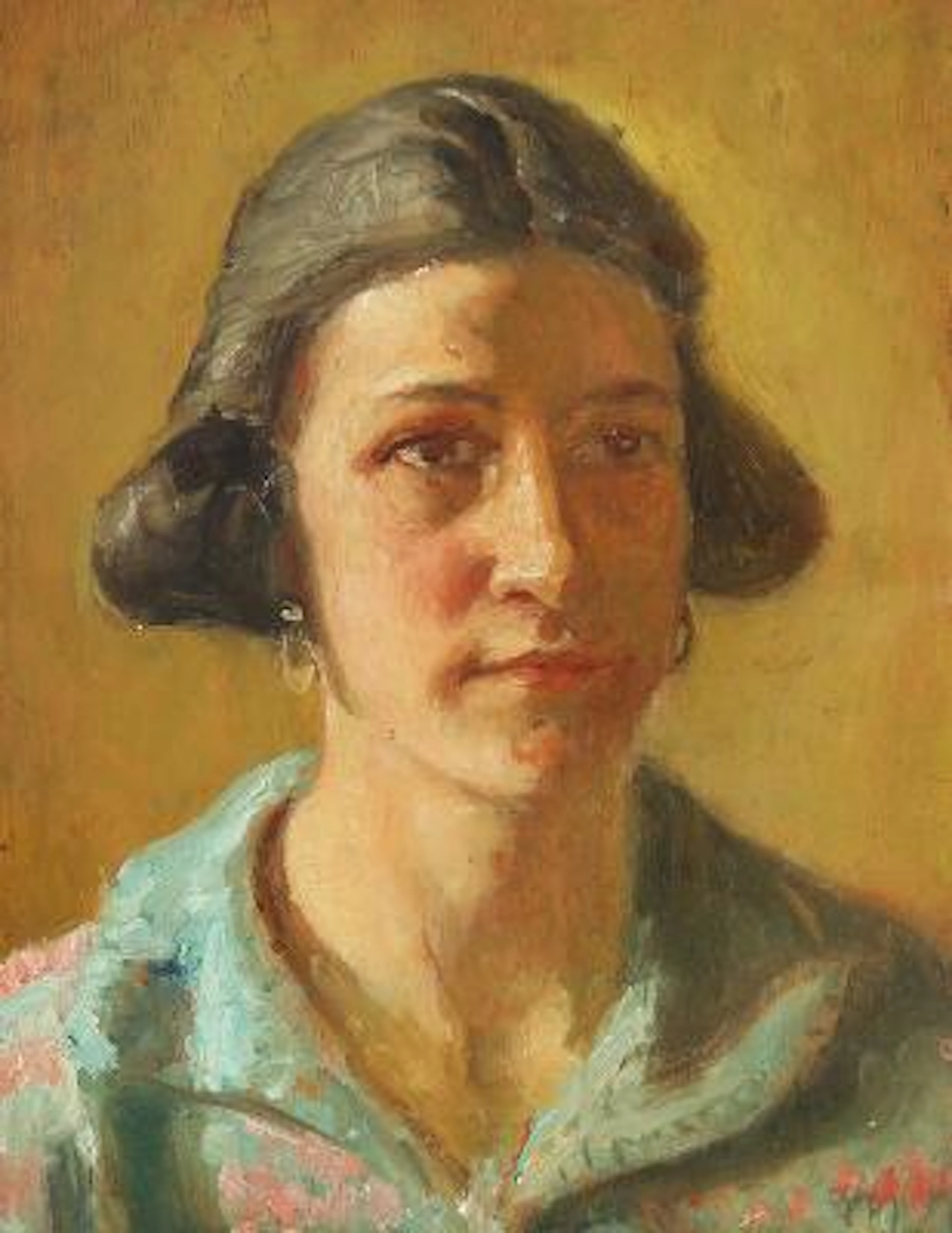 Michael Ancher: Portrait of a young woman. Signed m.a. Oil on wood.