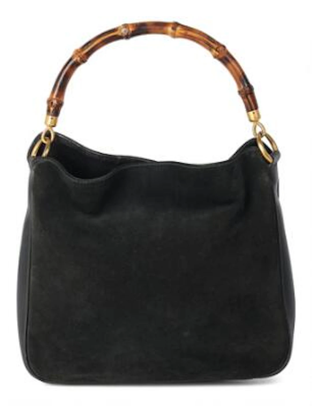Gucci: A “Bamboo” bag of black suede and leather with a bamboo handle