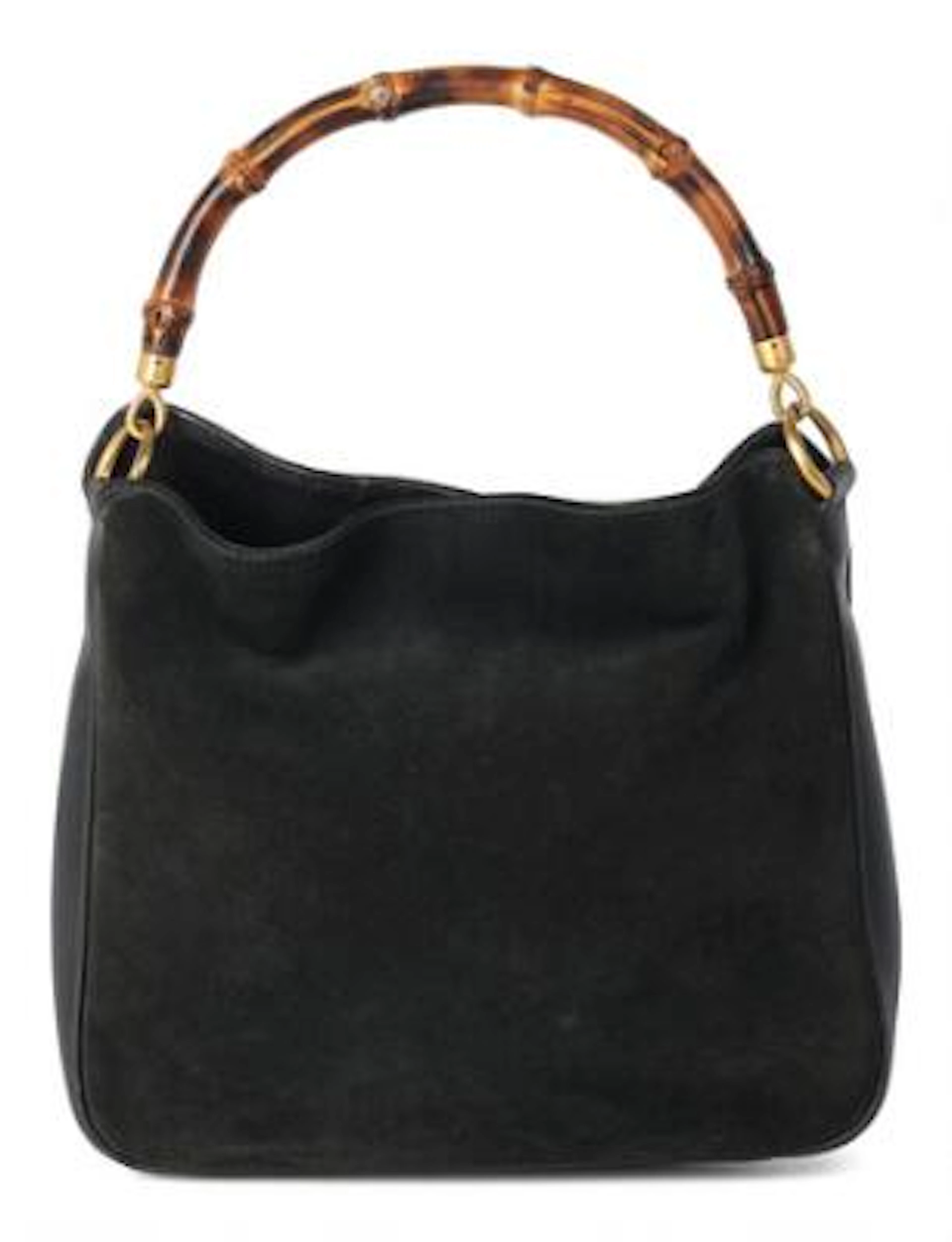 Gucci: A “Bamboo” bag of black suede and leather with a bamboo handle
