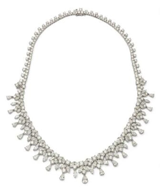 A diamond necklace set with diamonds weighing a total of app. 38.00