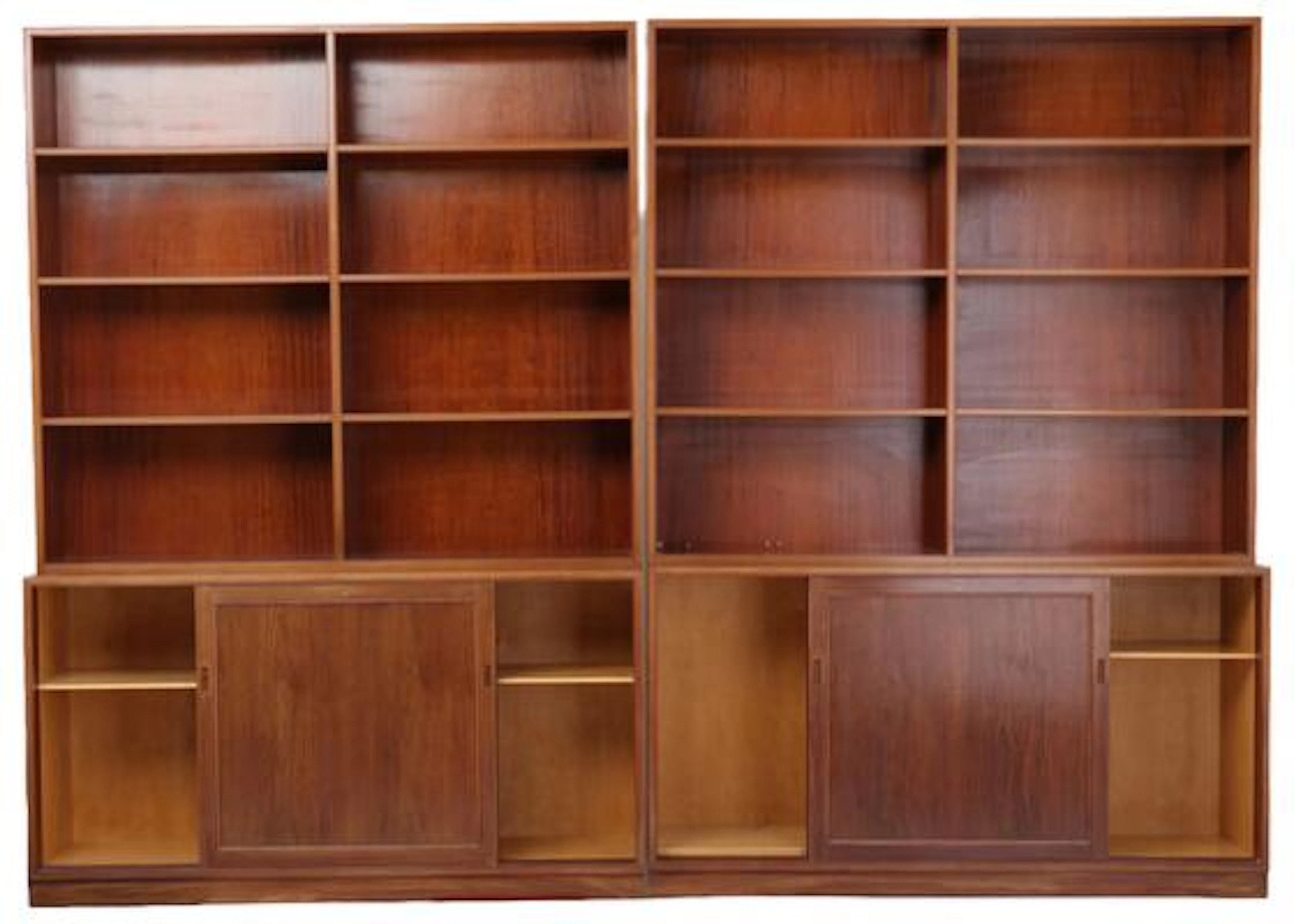 Danish cabinetmaker: Wall shelving unit in Cuban mahogany, consisting