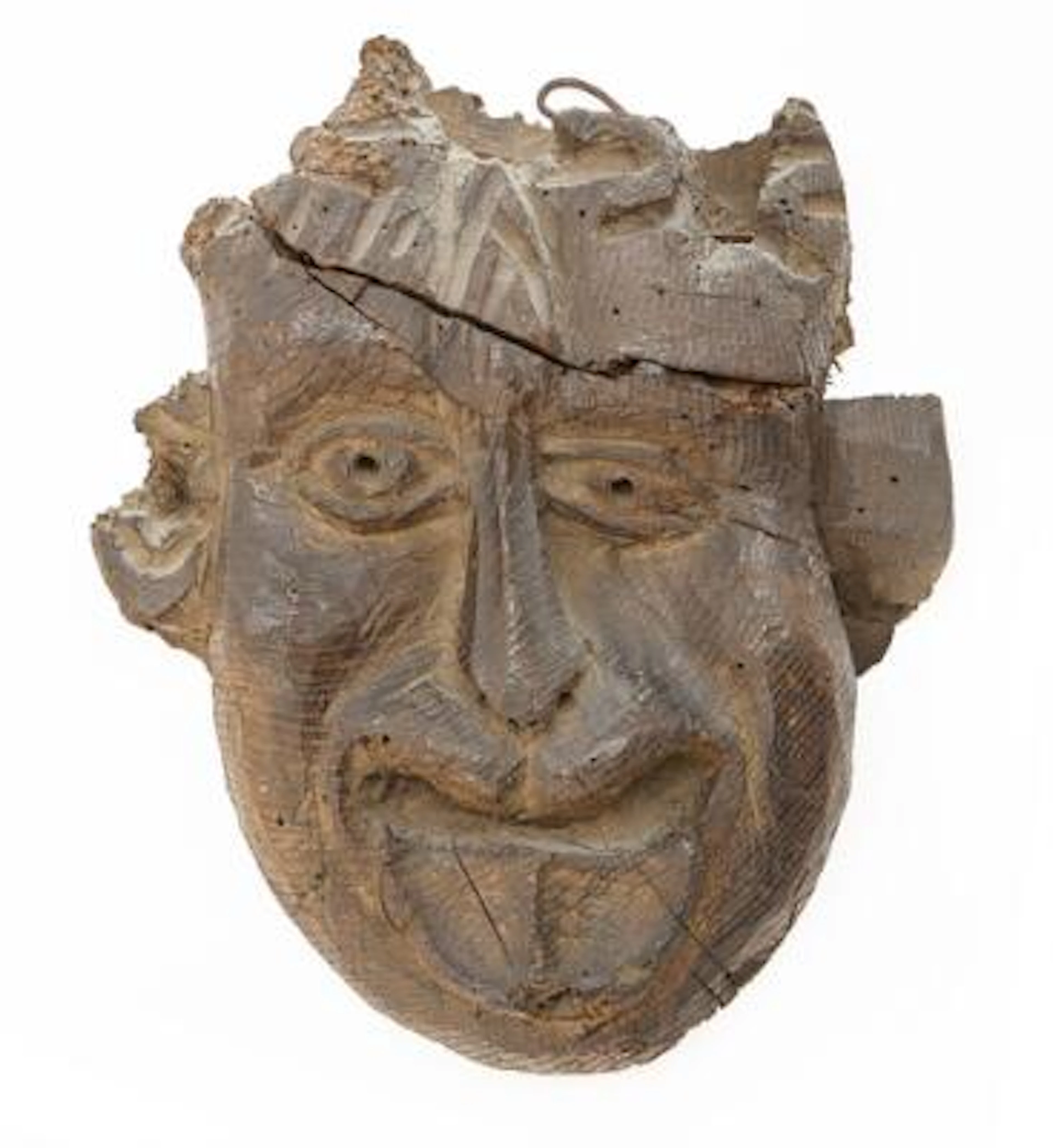 Wooden head in the Form of a Grotesque Face. Germany, 15th–16th century