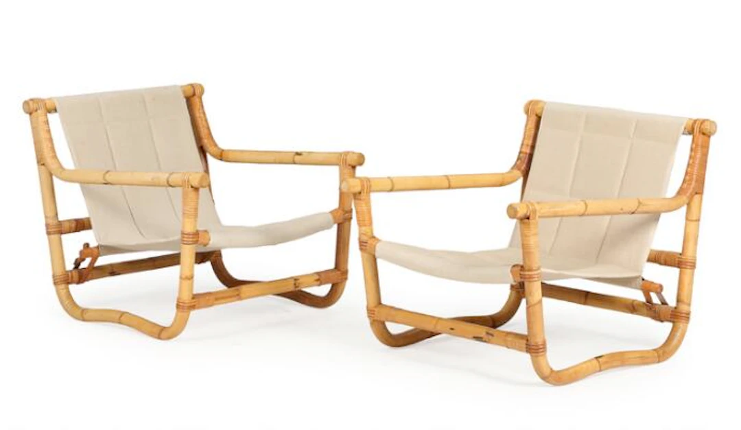 Peter Hvidt, Orla Mølgaard-Nielsen: A pair of bamboo and rattan easy
