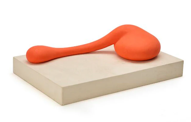 Signe Schjøth: Organic object. Unsigned. Redpainted stoneware on plaster