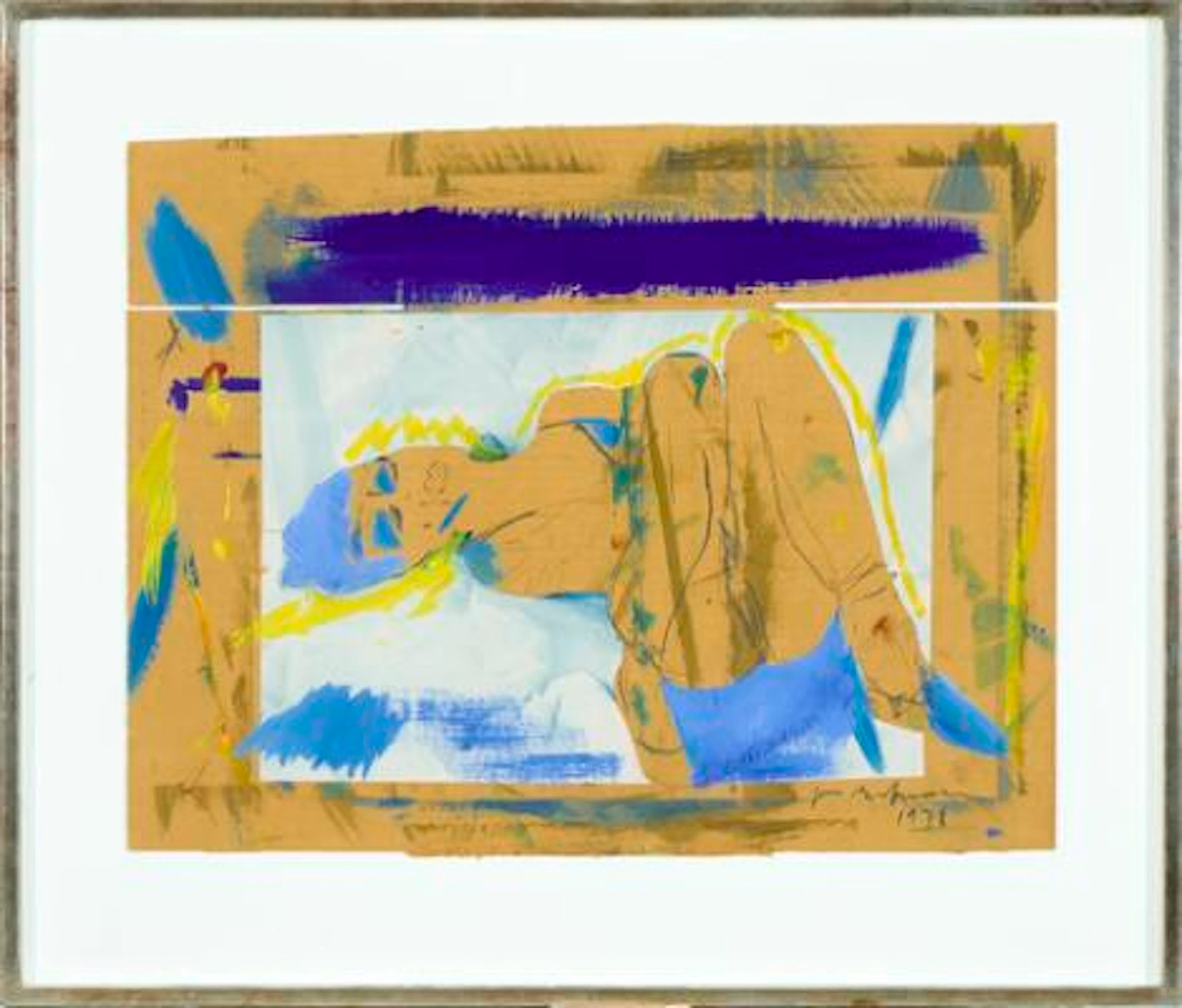 Jens Birkemose: Erotic composition. Signed Jens Birkemose 1978. Gouache