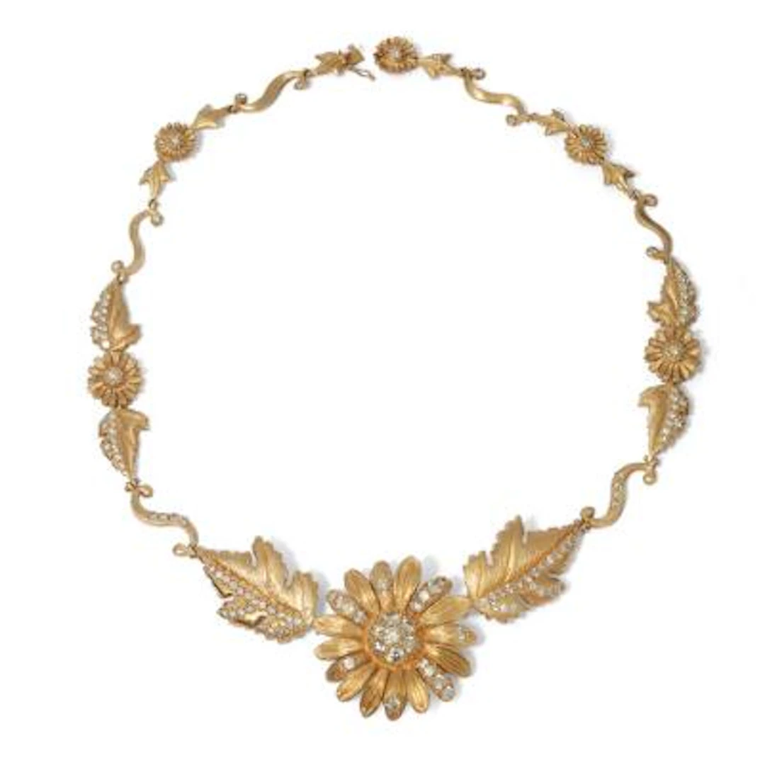 A diamond necklace set with numerous brilliant-cut diamonds, mounted