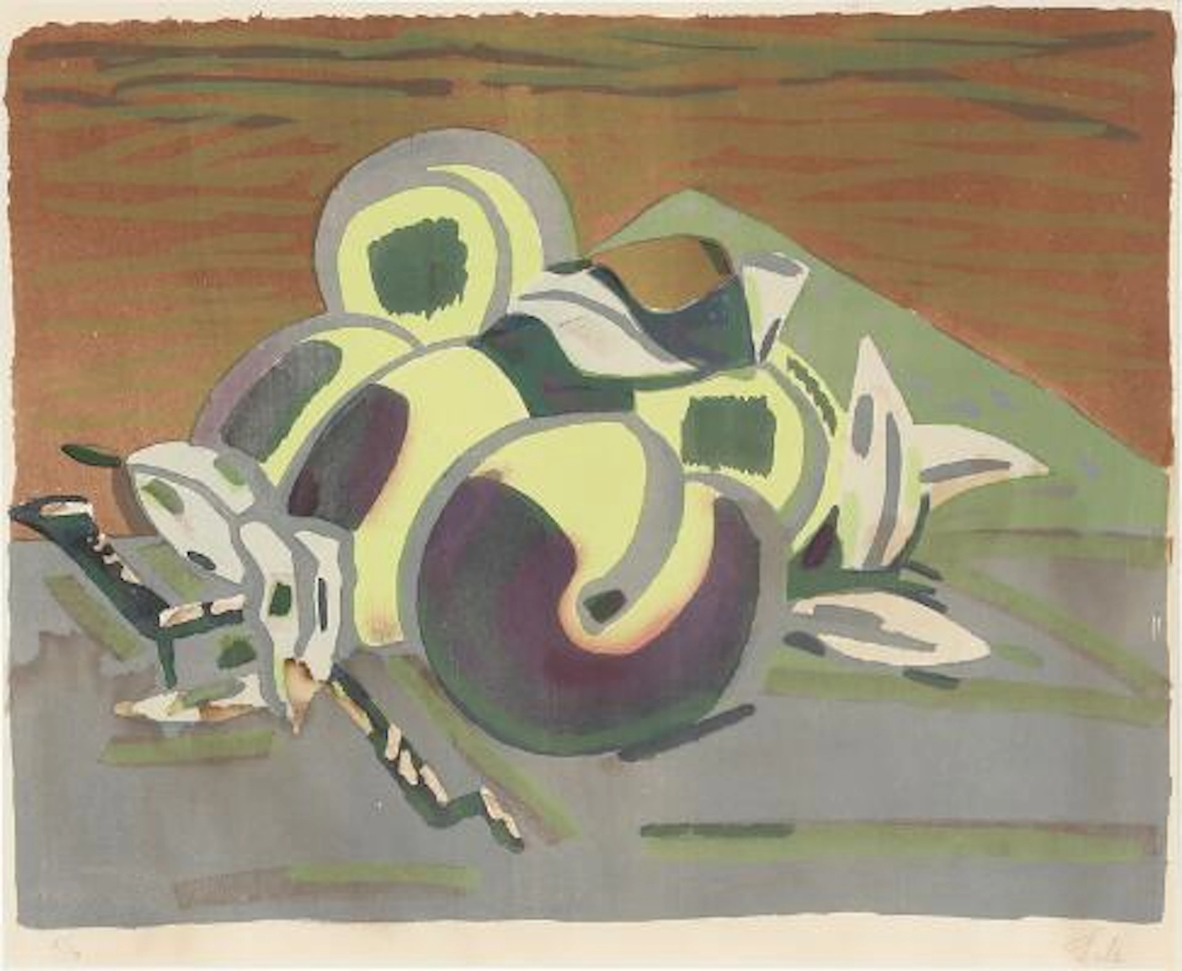 Axel Salto: Still life with fruits on a table. Signed Salto, 5/10.