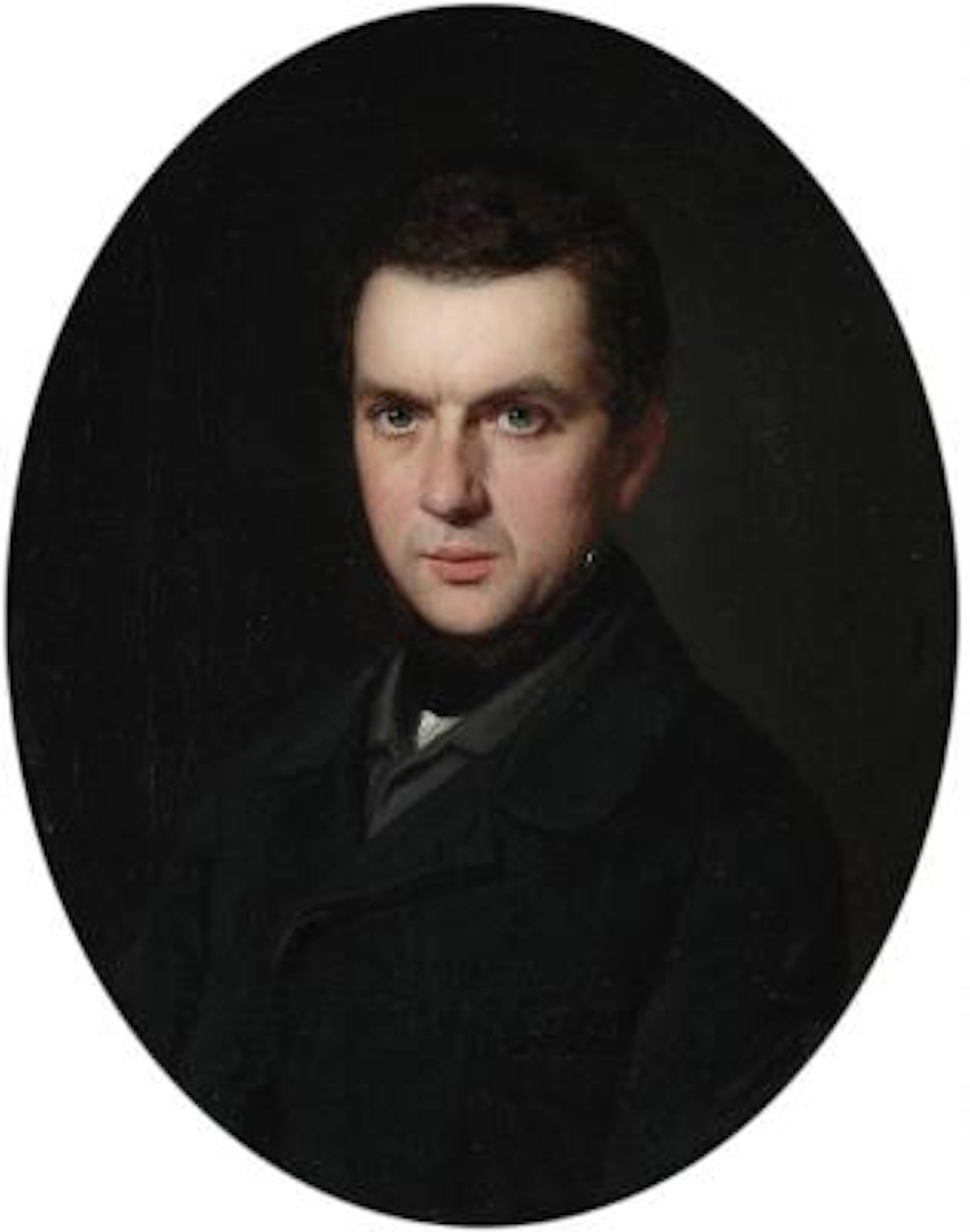 Danish school, mid 19th century: Portrait of a young man. Unsigned.