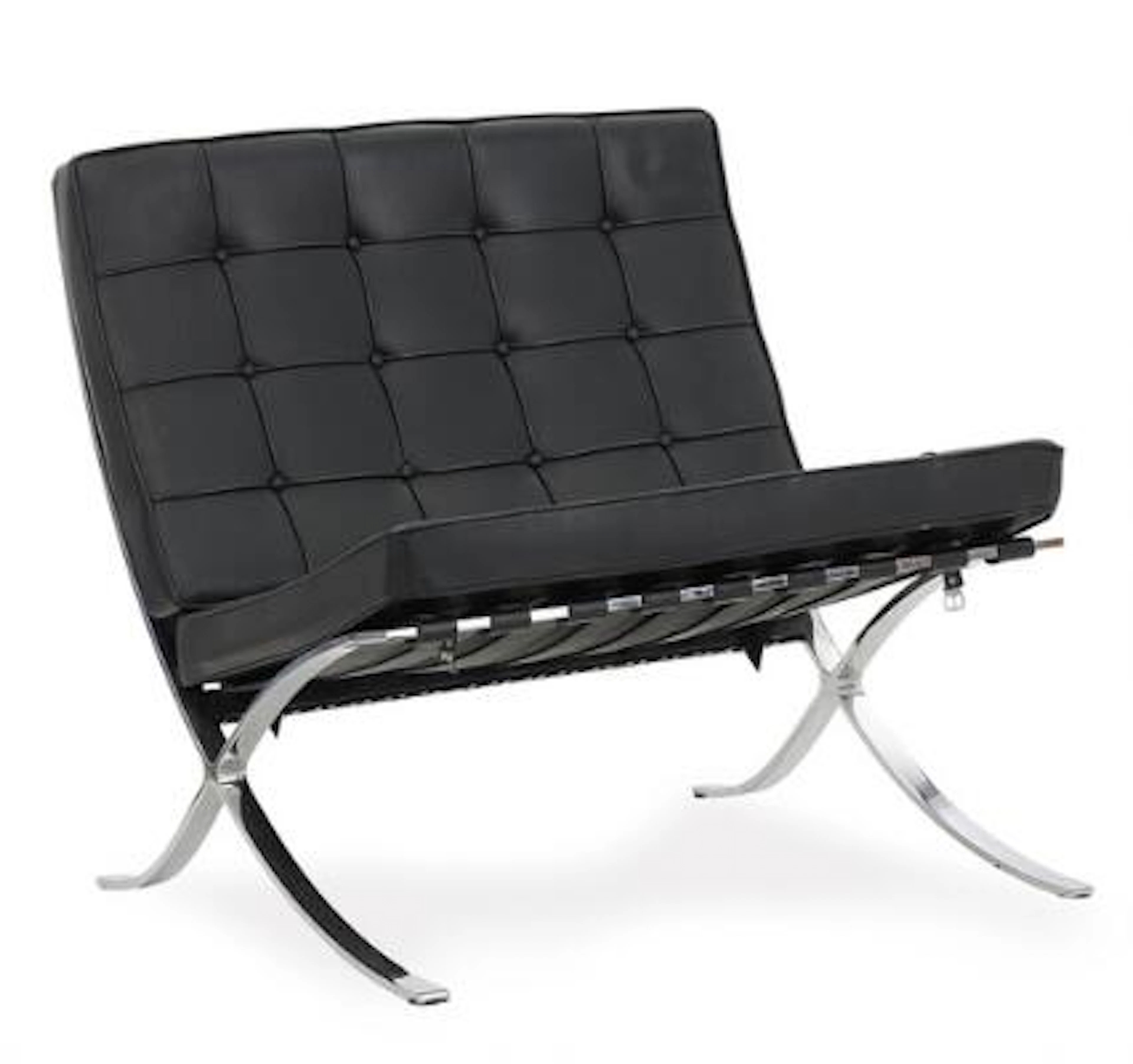 Ludwig Mies van der Rohe: "Barcelona Chair". Easy chair, chromium-plated