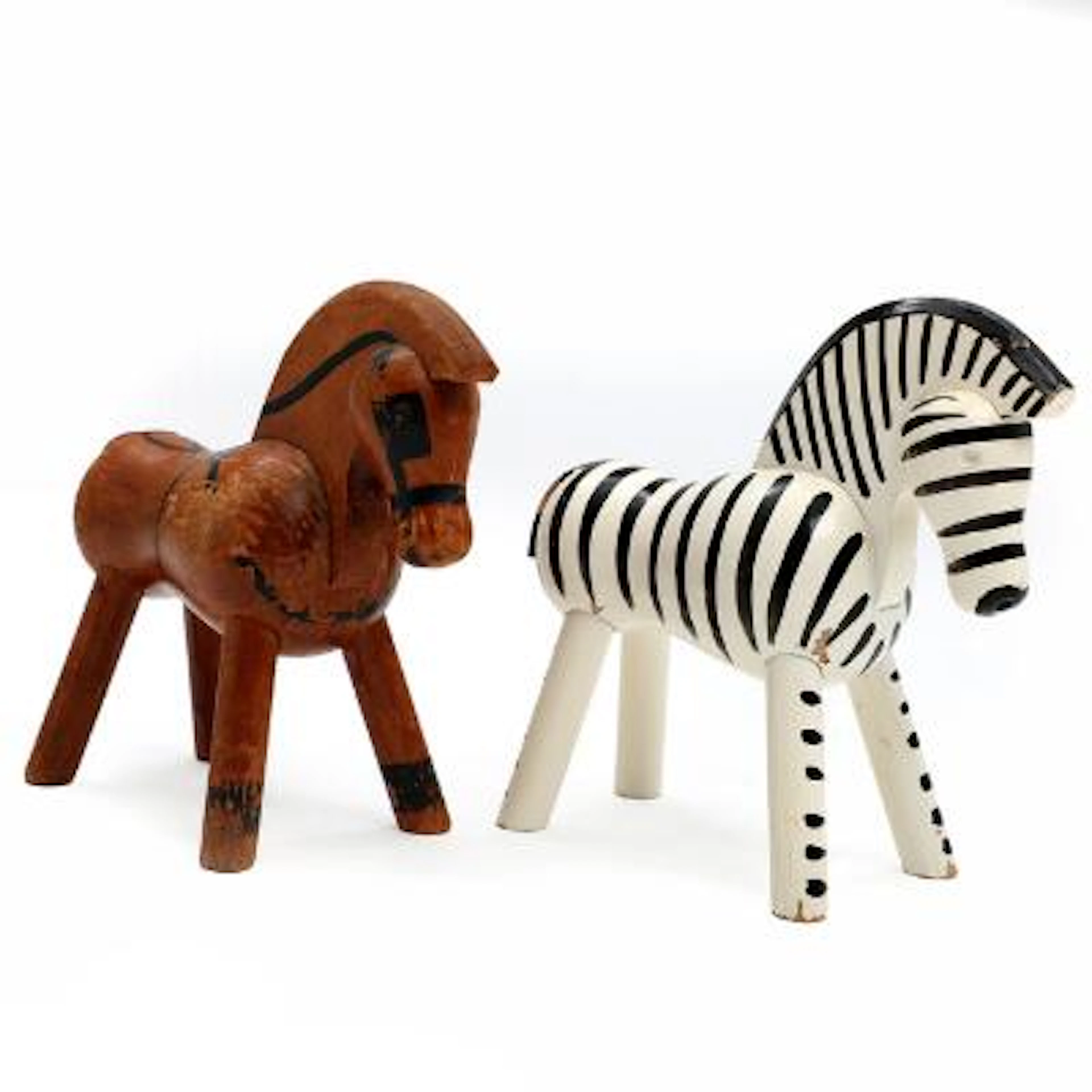 Kay Bojesen: To partially painted wood figurines comprising zebra