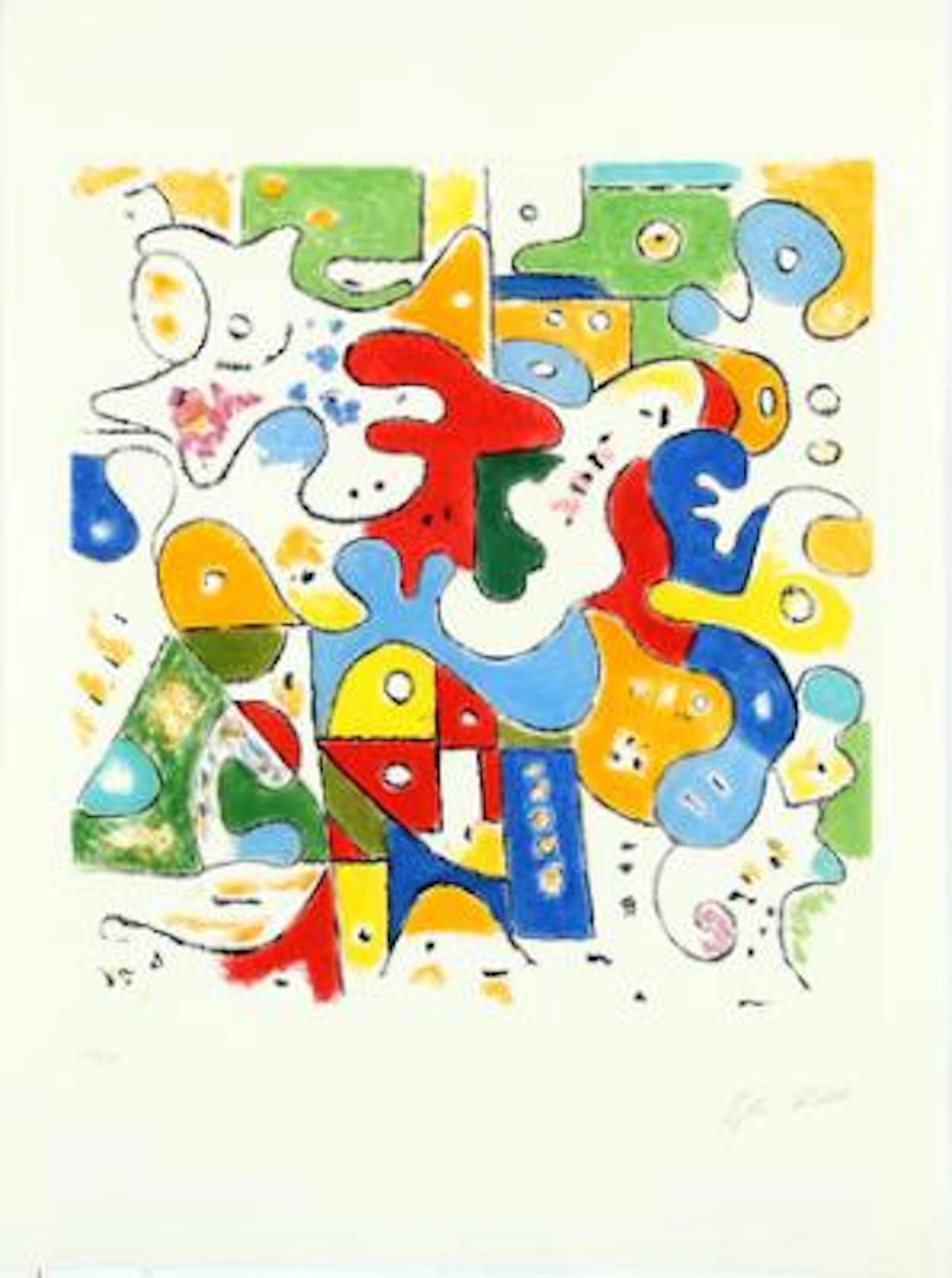 Ejler Bille: Untitled. Signed Ejler Bille, 114/150. Etching in colours.