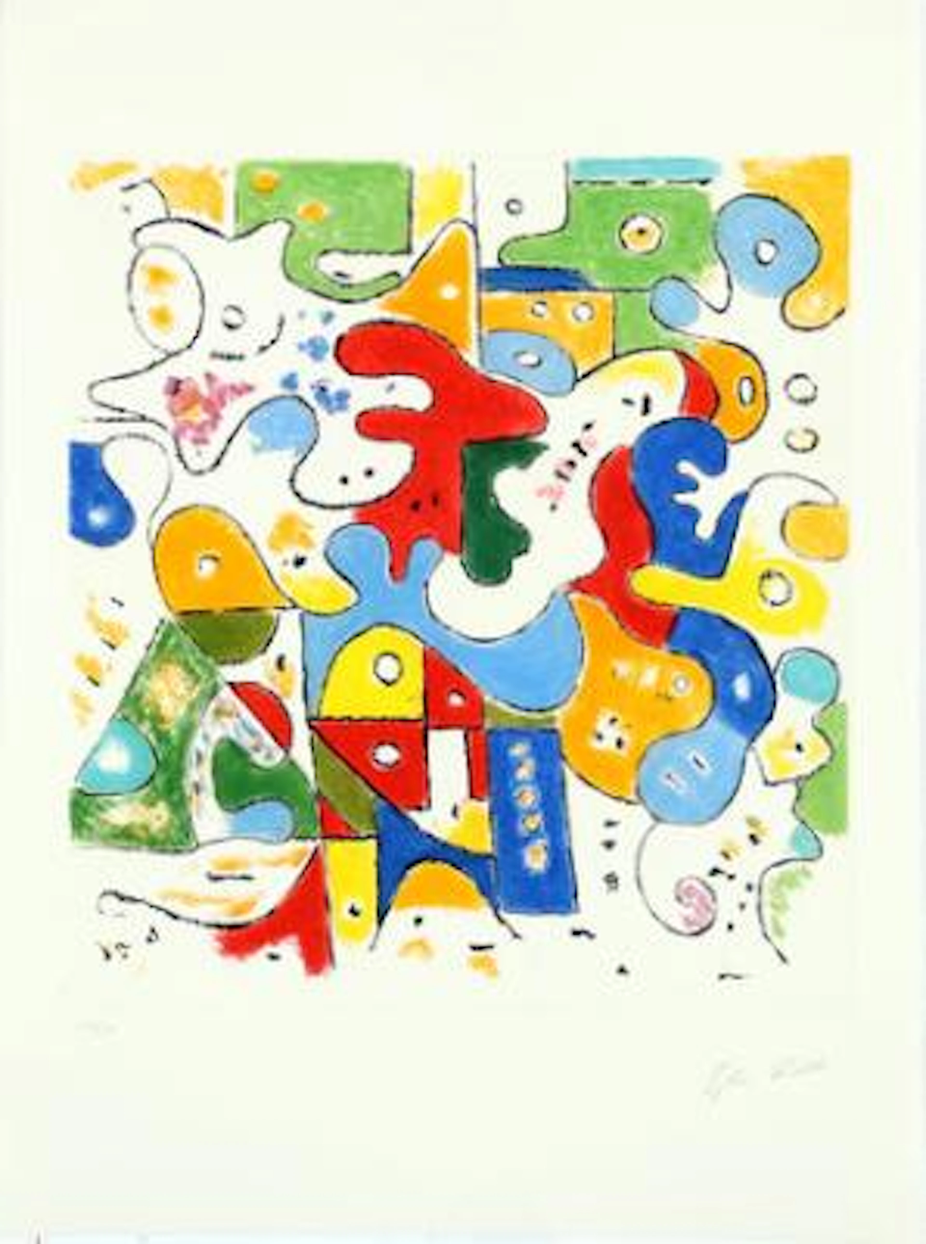 Ejler Bille: Untitled. Signed Ejler Bille, 114/150. Etching in colours.