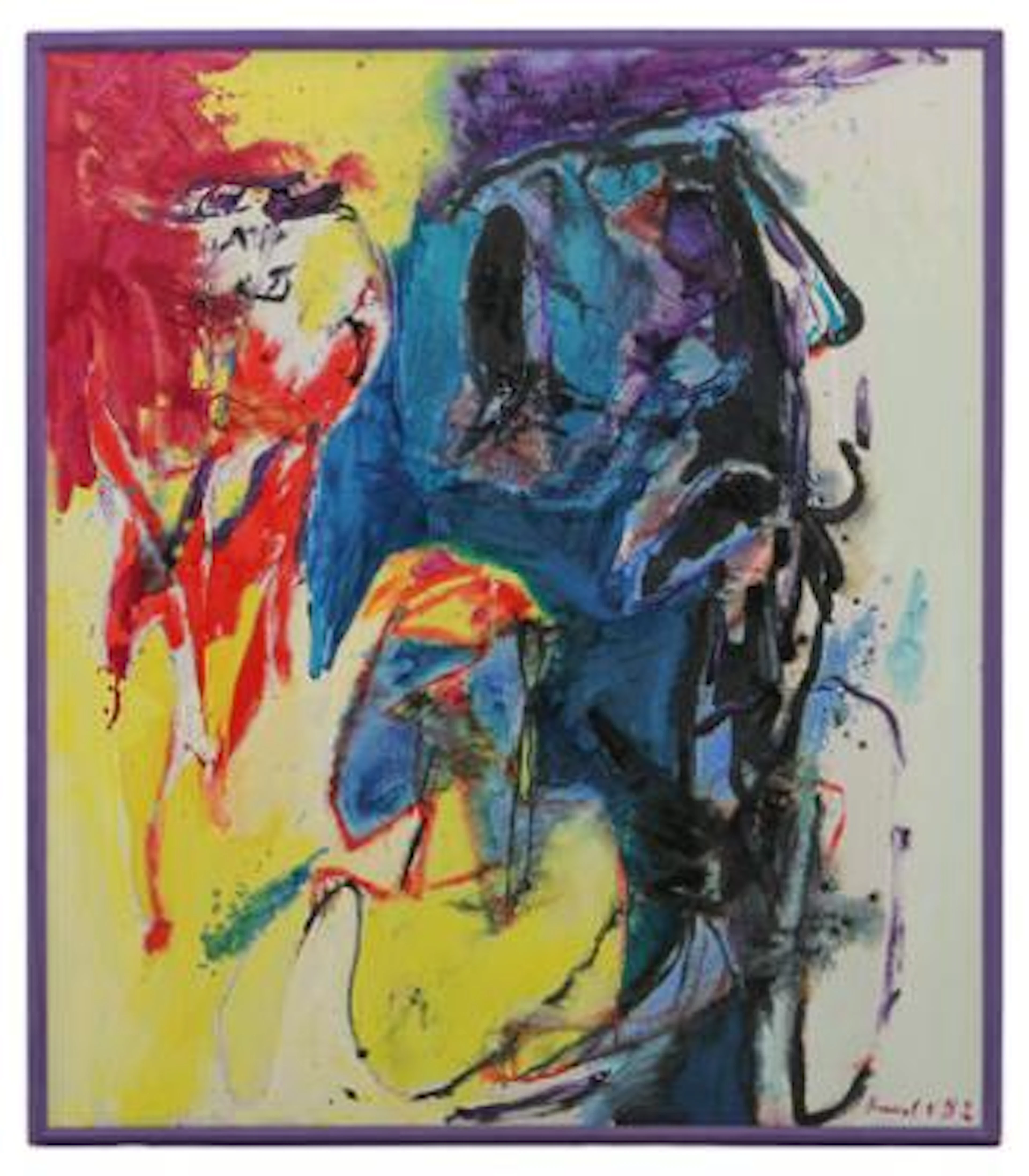 Knud Nielsen: Composition, Signed Knud N. 82. Oil on canvas. 150 x