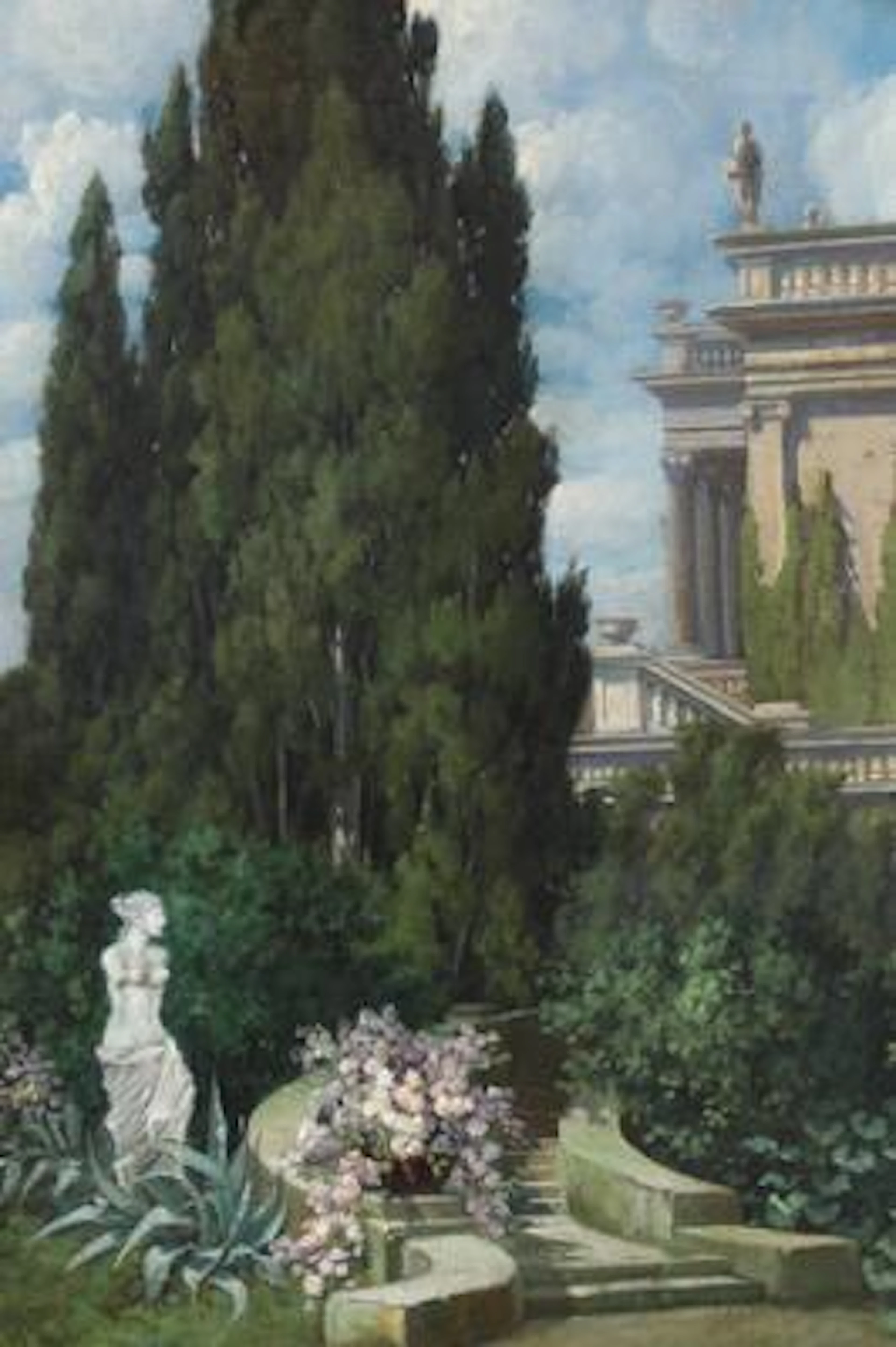 Painter unknown, 19th century: "Villa Torrigiani bei Lucca". Unsigned.