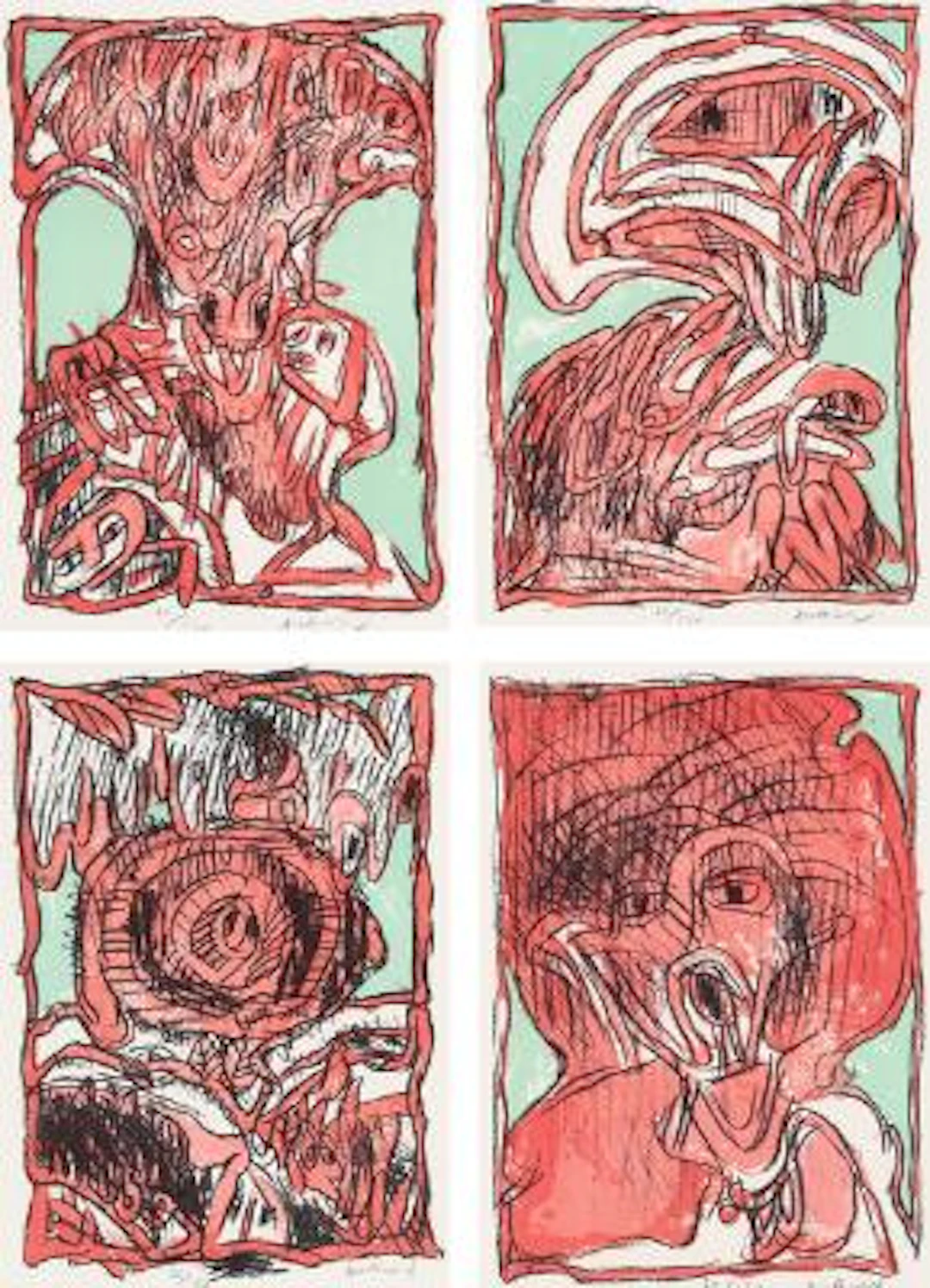 Pierre Alechinsky: "Schismes". Signed Alechinsky, 20/150. Lithograph
