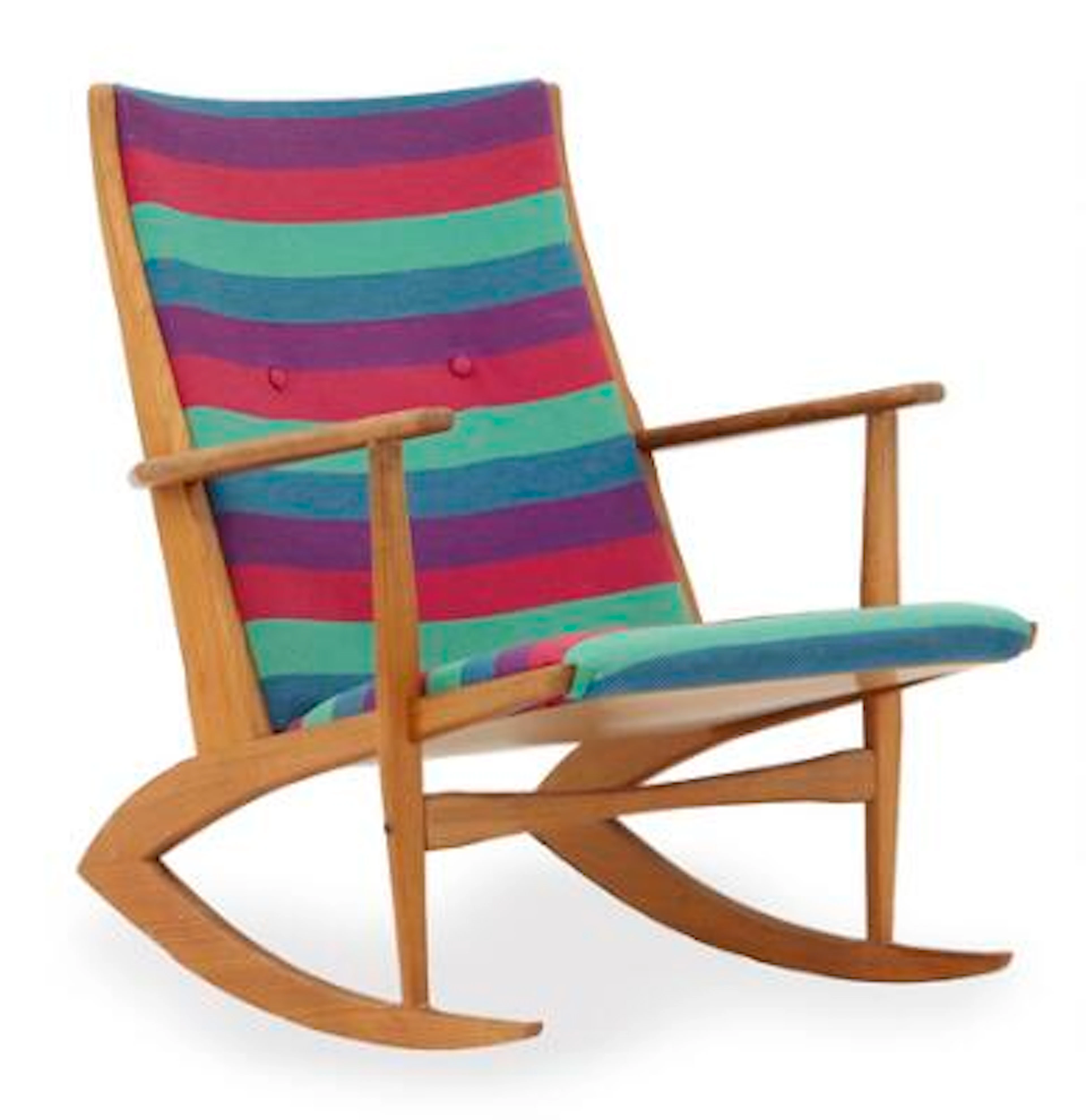 Holger Georg Jensen: A teak rocking chair upholstered in seat and