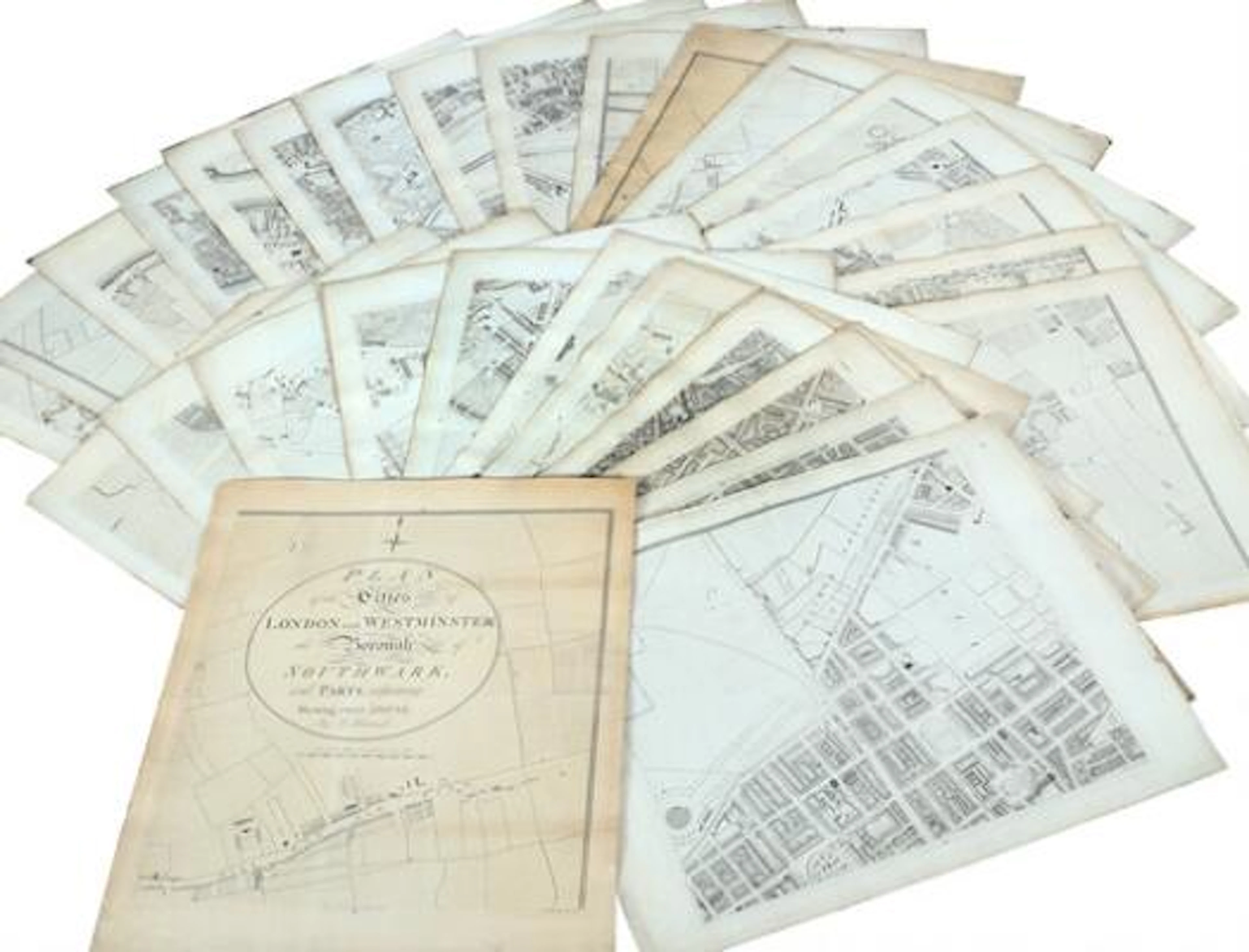 Richard Horwood's: Map of London. 1792–1799. 32 plates. Engravings.