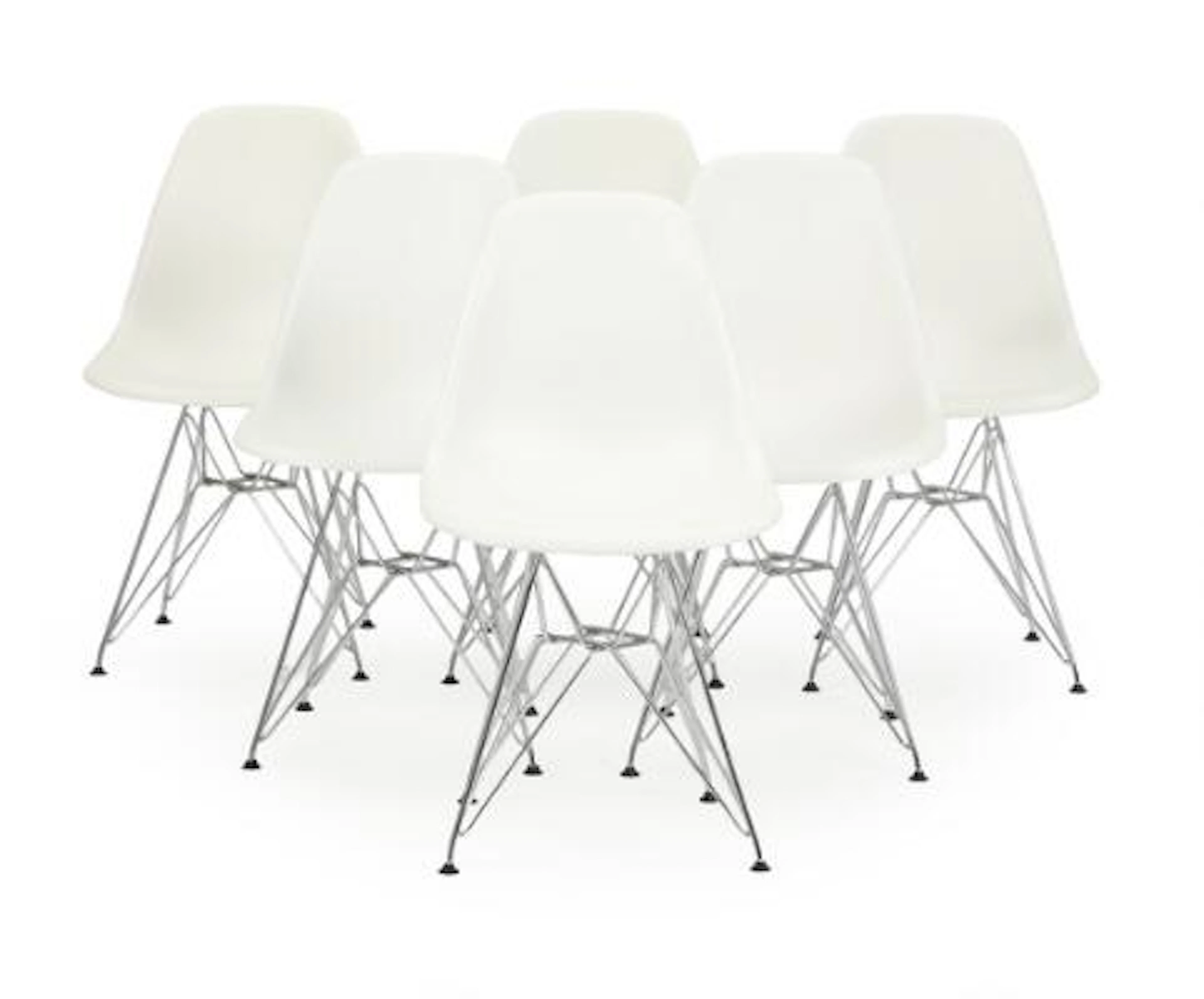 Charles Eames, Ray Eames: "DSR". A set of six white polypropylene