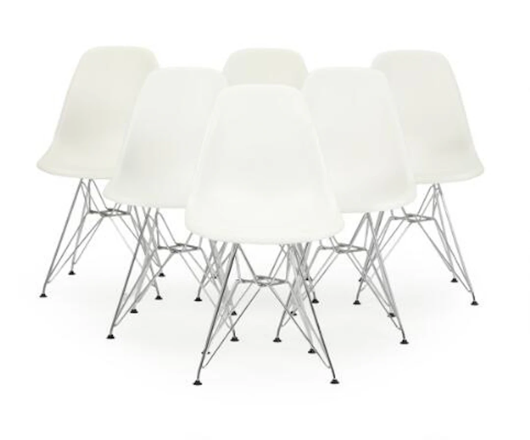 Charles Eames, Ray Eames: "DSR". A set of six white polypropylene