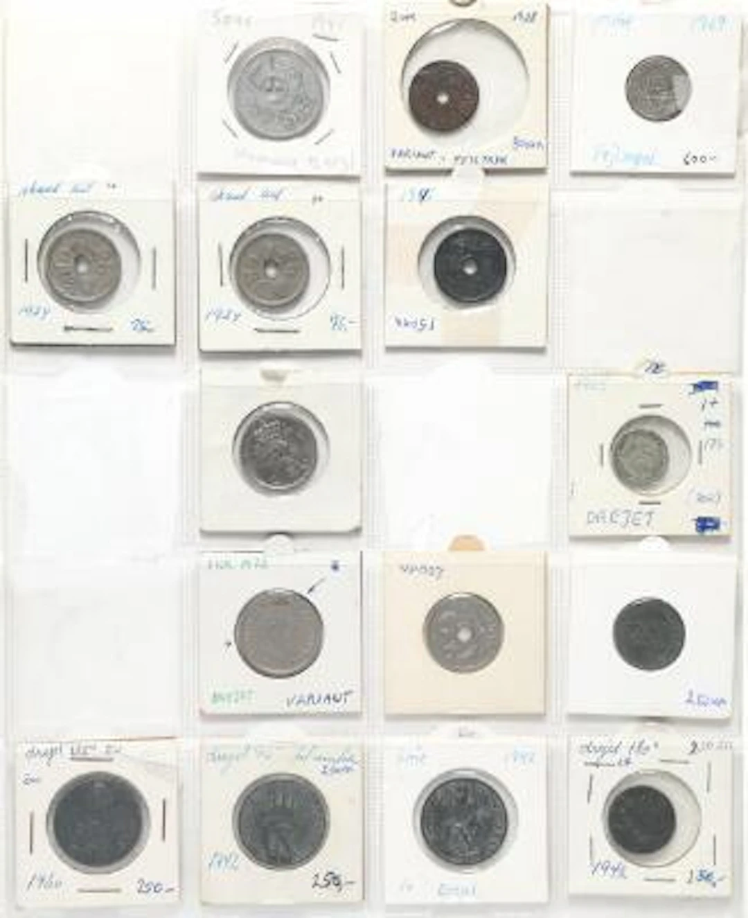 Album cont. Danish decimal coins with minor errors, incl. coins with