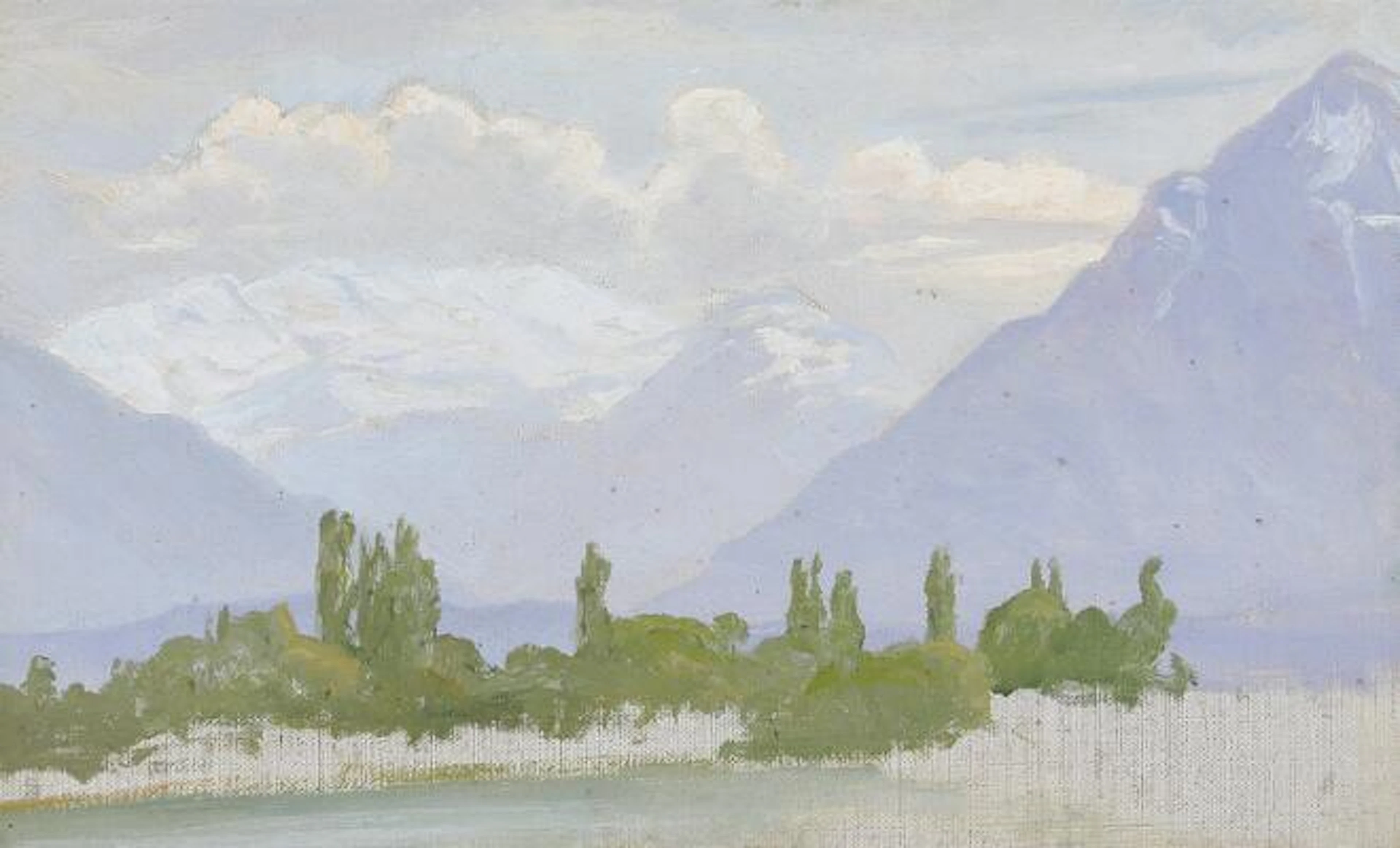 Wenzel Tornøe: Mountain landscape. Unsigned. Oil on canvas. 21 x 34