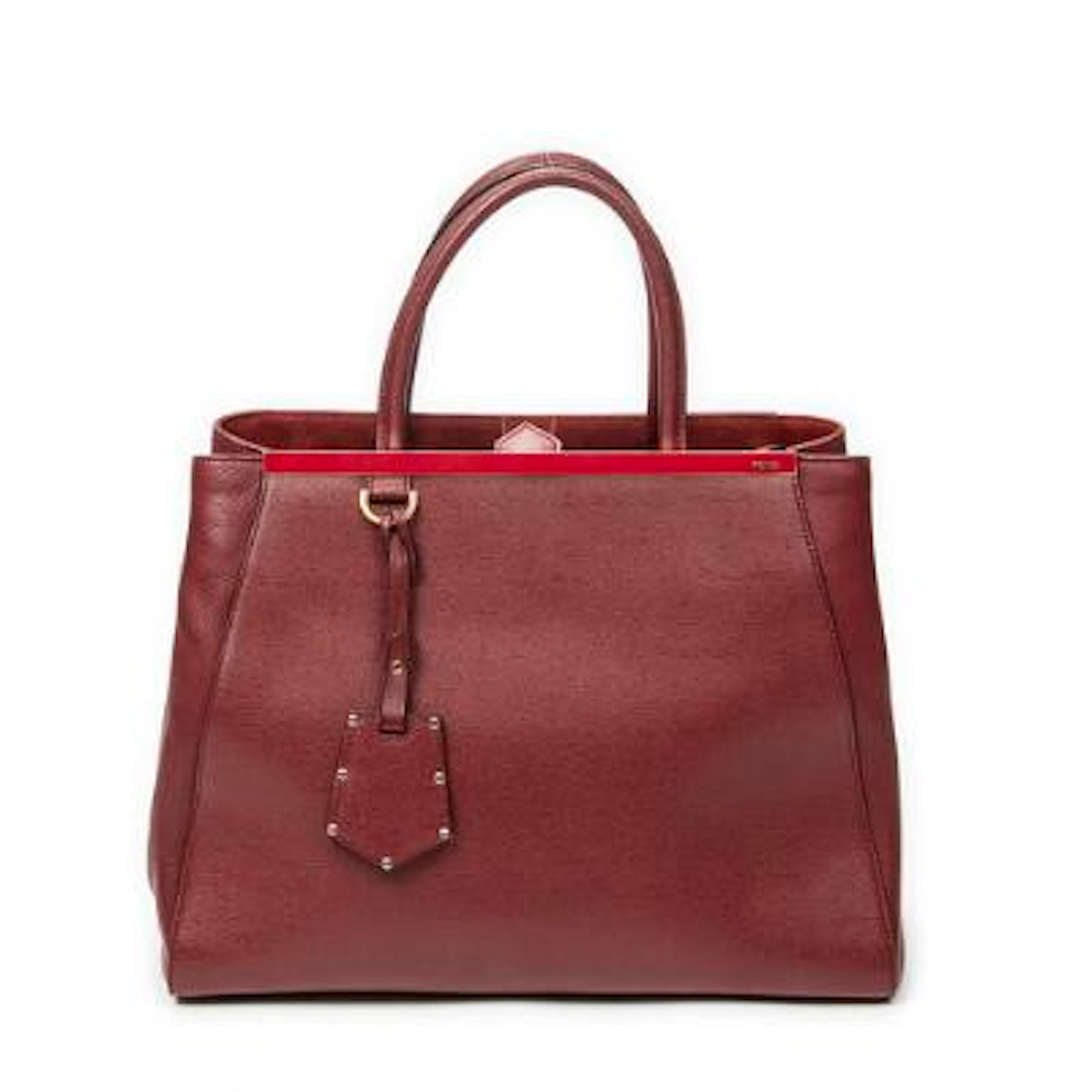 Fendi: A "Medium 2Jours" handbag of burgundy leather with gold tone