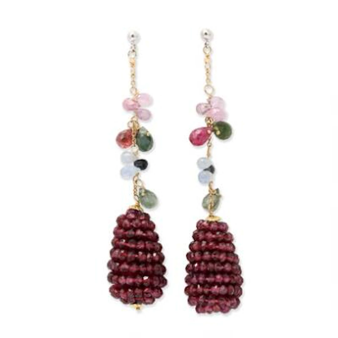 A pair of tourmalin ear pendants set with tourmaline in 18k gold and