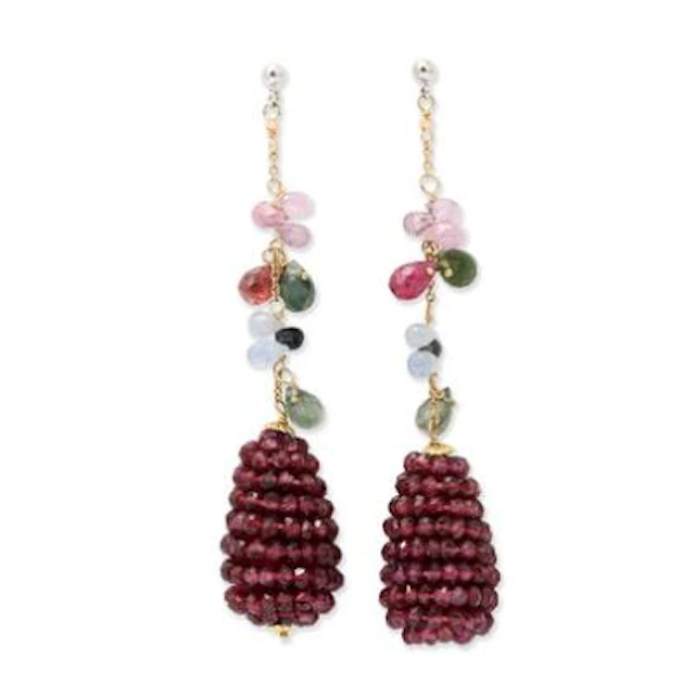 A pair of tourmalin ear pendants set with tourmaline in 18k gold and