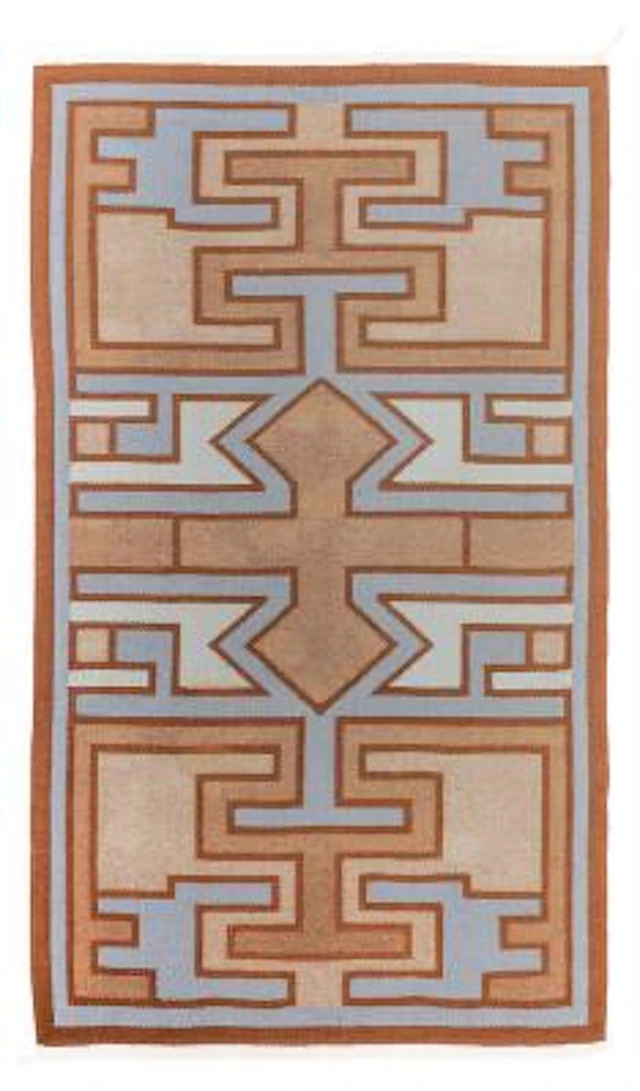 Anna Thommesen: A handwoven wool carpet in flatweave technique. Geometric