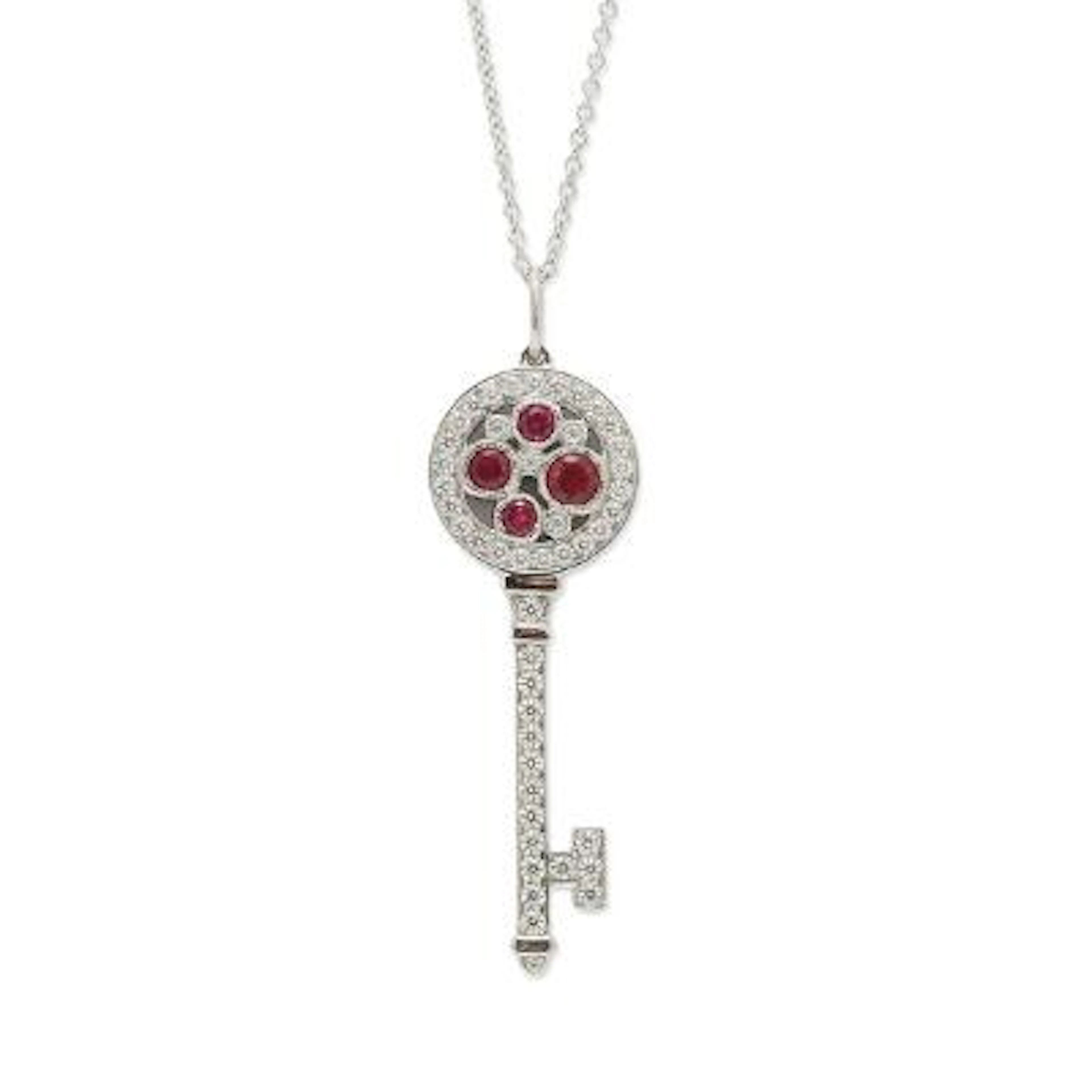 Tiffany & Co.: A "Cobblestone Key" pendant set with rubies and diamonds