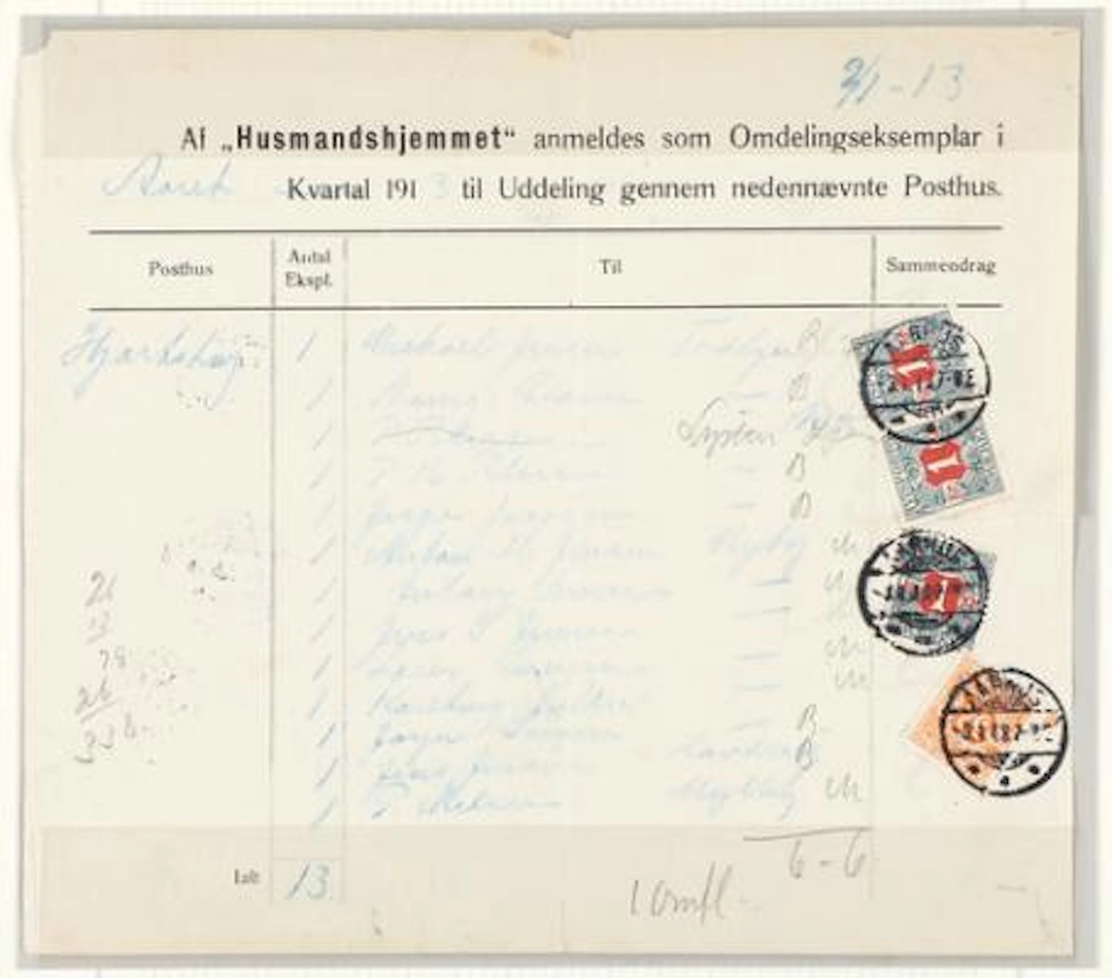 Newspaper. 1907. 38 Øre, orange and 1 Kr. blue green/red brown (pair