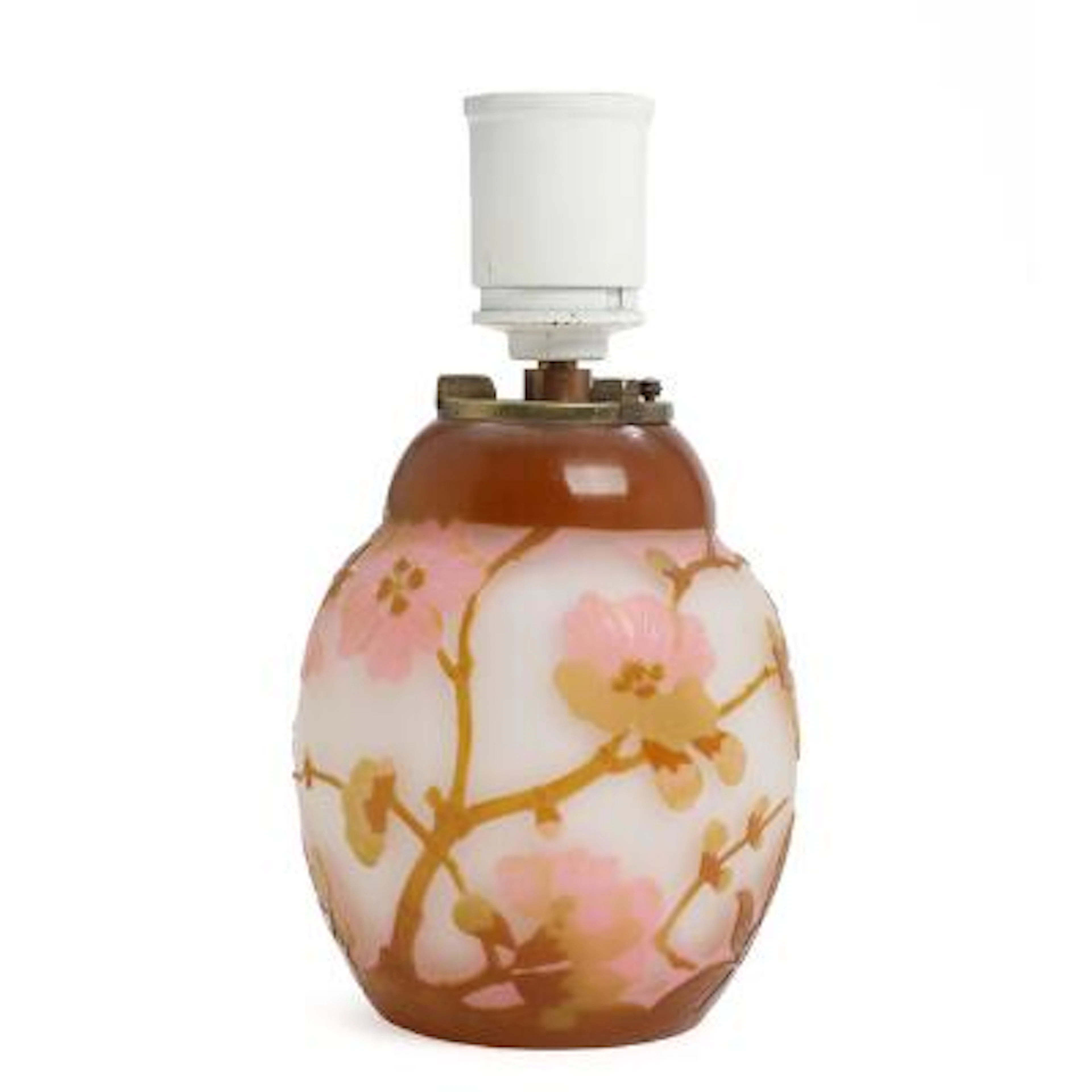 Emile Gallé: A cameo glass table lamp. Signed Galle, on the base label.