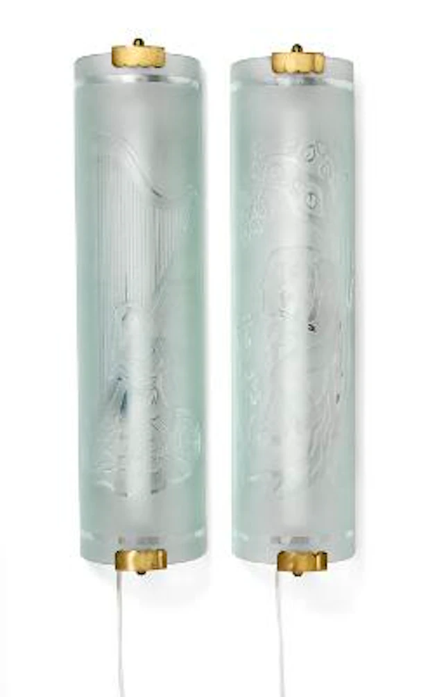 Hans Bergström, Erik Kinell: A pair of metal and brass wall lamps