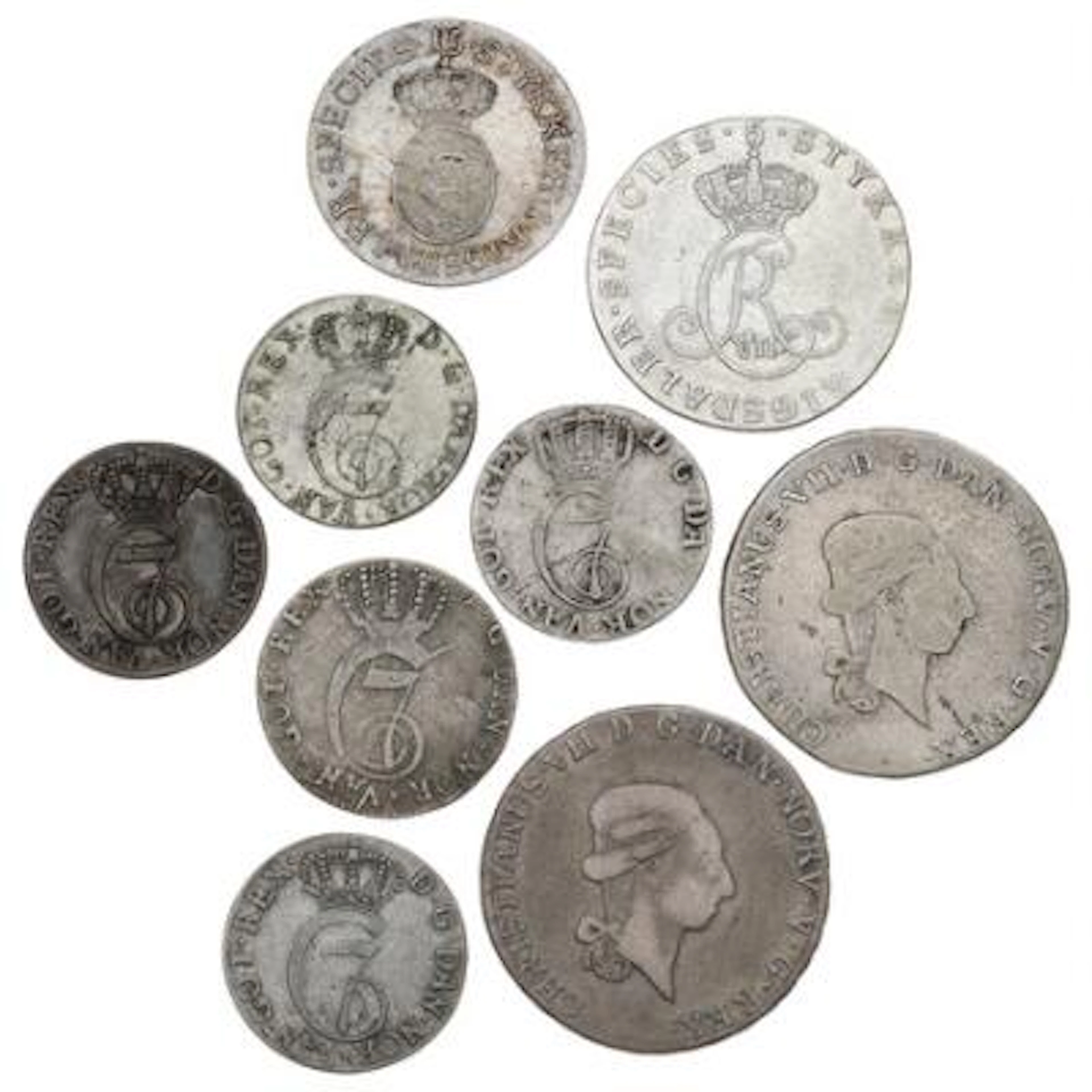 Norway, Christian VII, collection of coins, in total 24 pcs – Bruun
